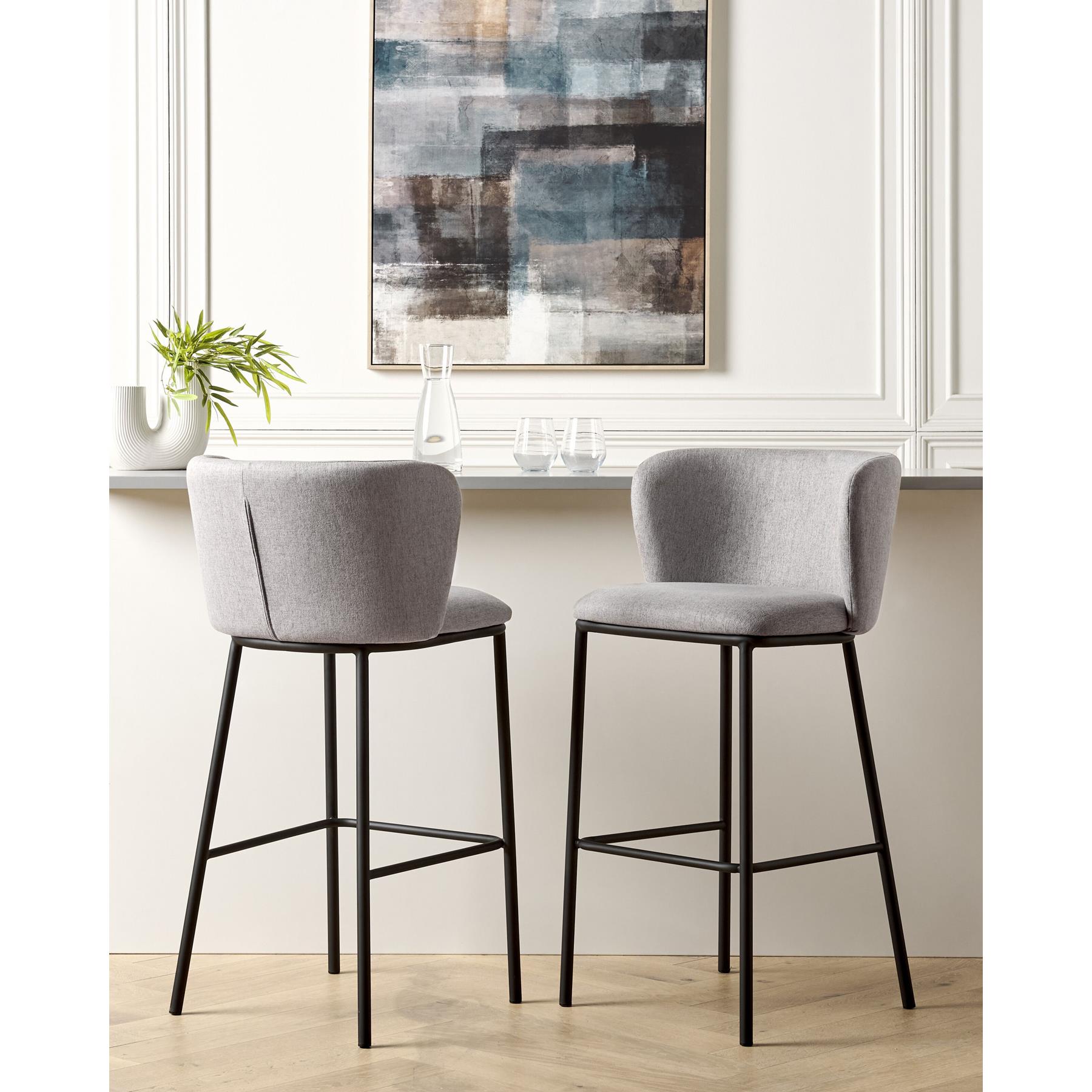 Beliani - MINA - Barkruk set van 2 - Grijs - Polyester