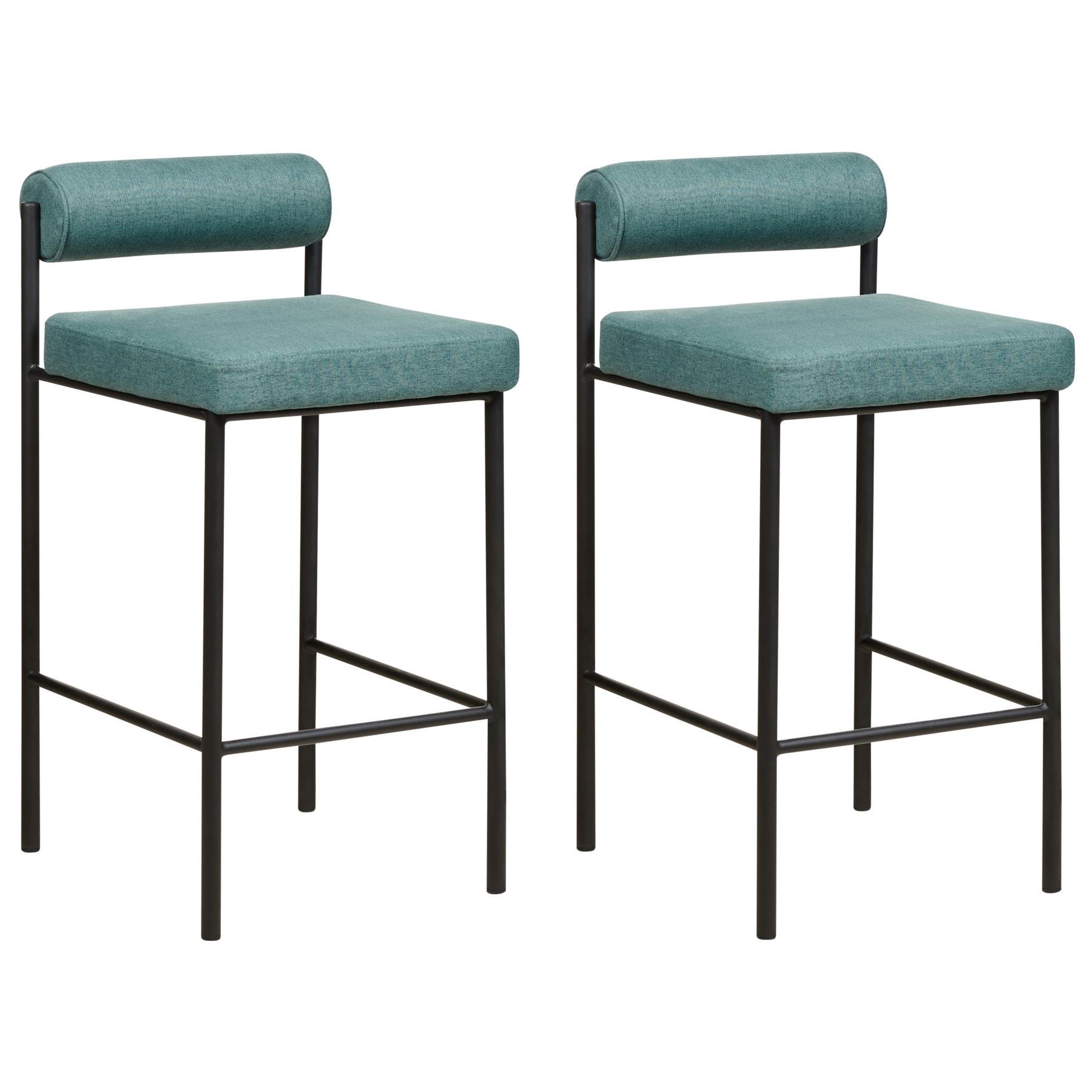 Beliani - AMAYA - Barkruk set van 2 - Blauwgroen - Polyester
