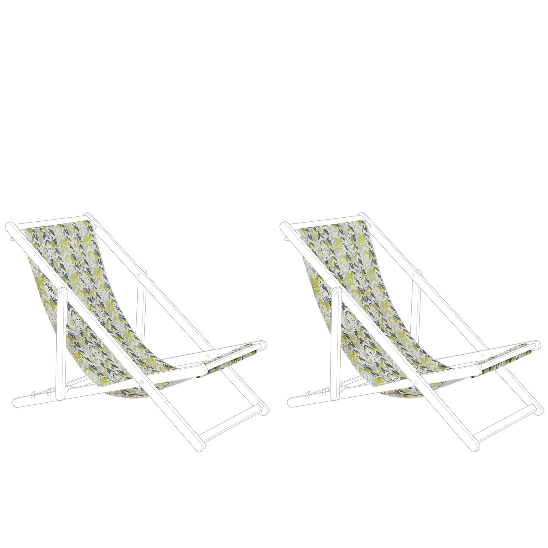 Beliani-ANZIO|AVELLINO-Ligstoel doek set van 2-Multicolor-Polyester