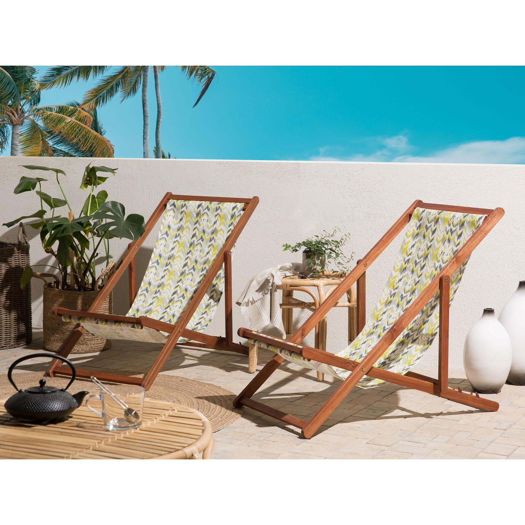 Beliani-ANZIO|AVELLINO-Ligstoel doek set van 2-Multicolor-Polyester