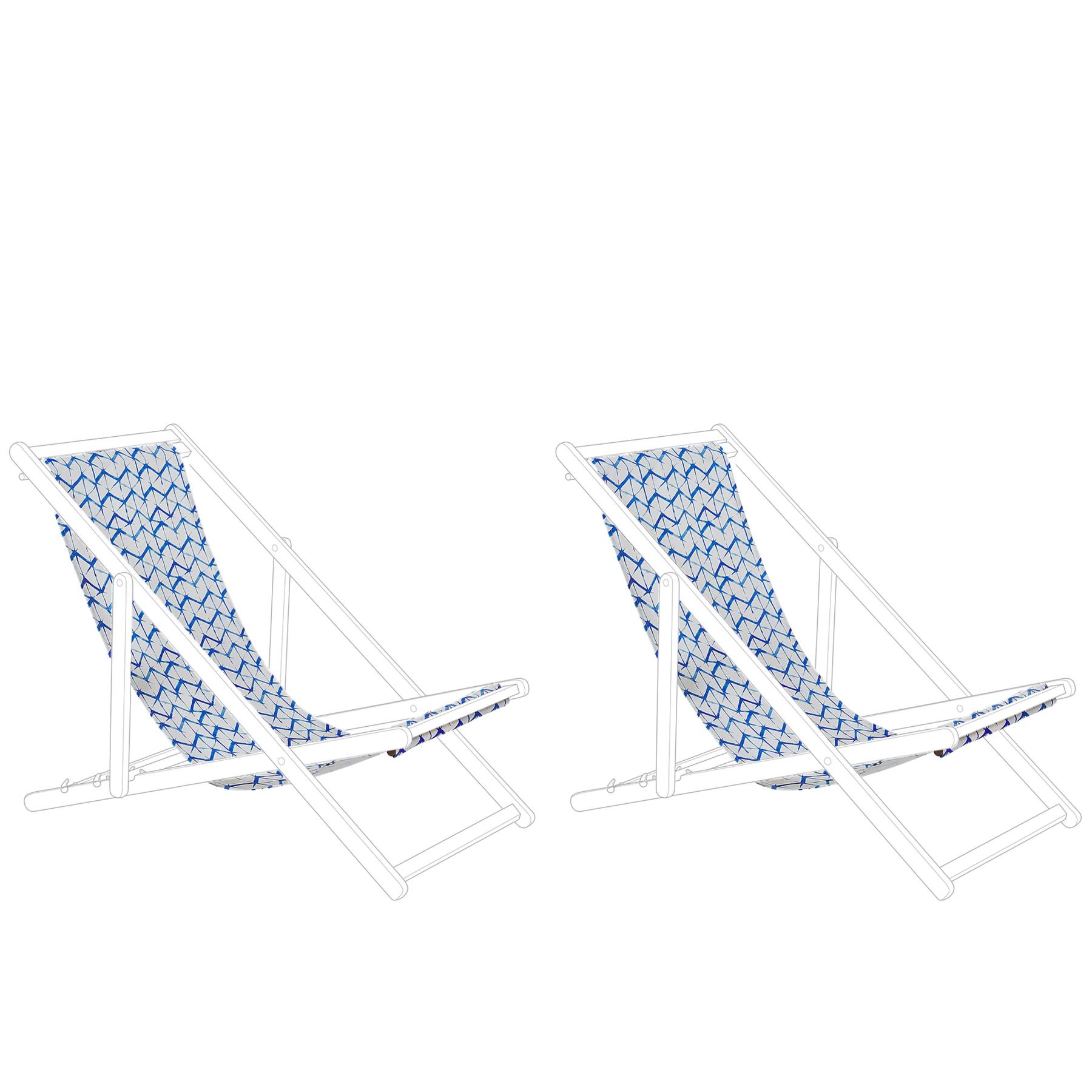 Beliani - ANZIO|AVELLINO - Ligstoel doek set van 2 - Blauw - Polyester