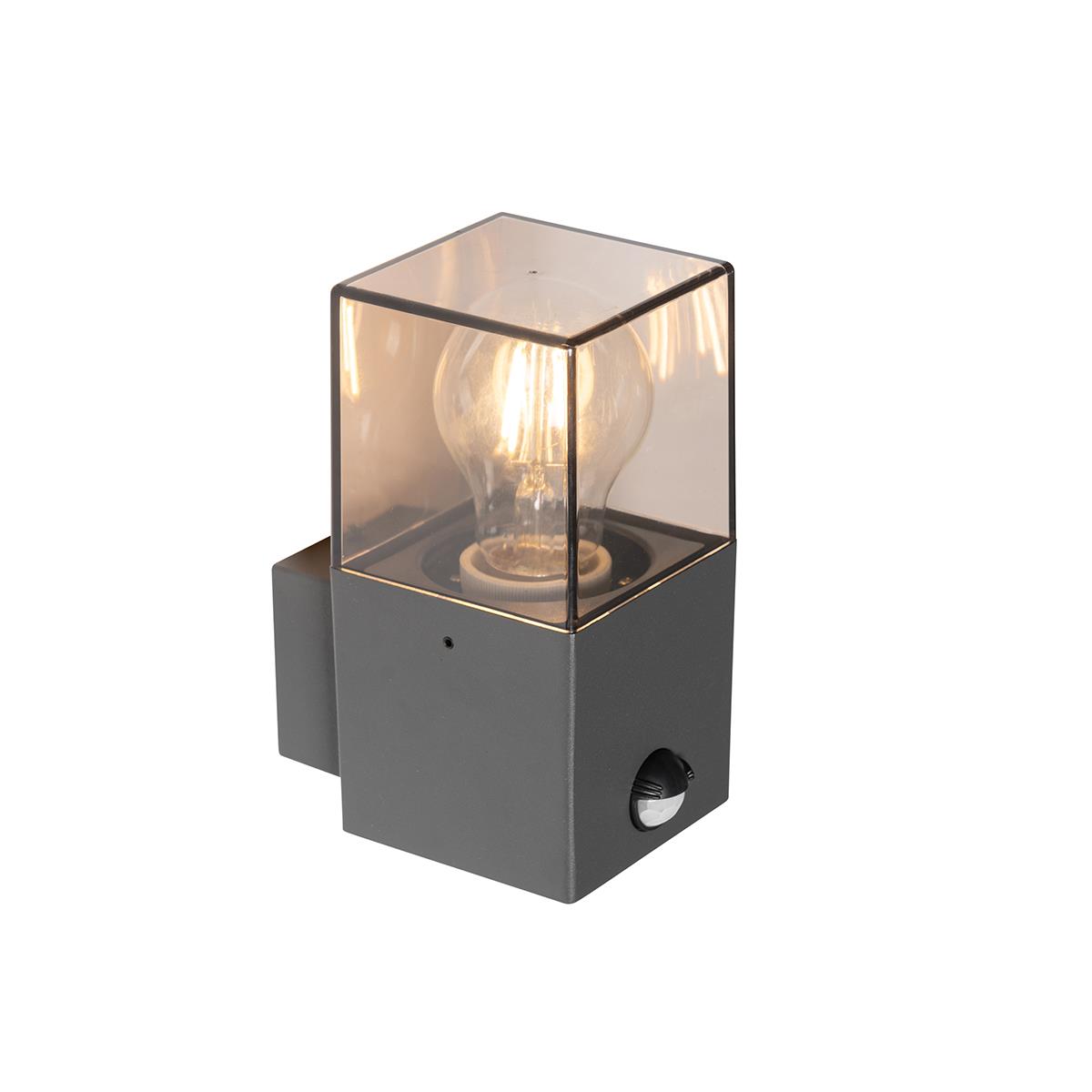 QAZQA Buiten wandlamp donkergrijs met bewegingsmelder IP44 - Denmark