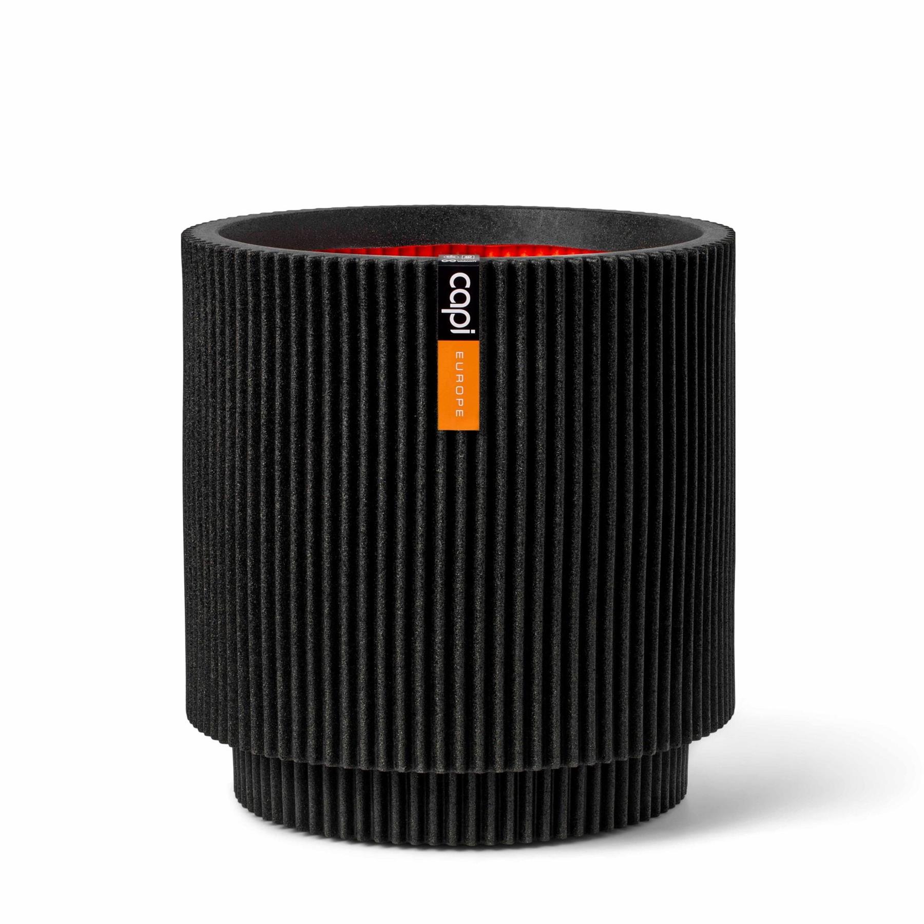 Capi Europe Vaas cilinder Groove NL - 41x43 - Zwart