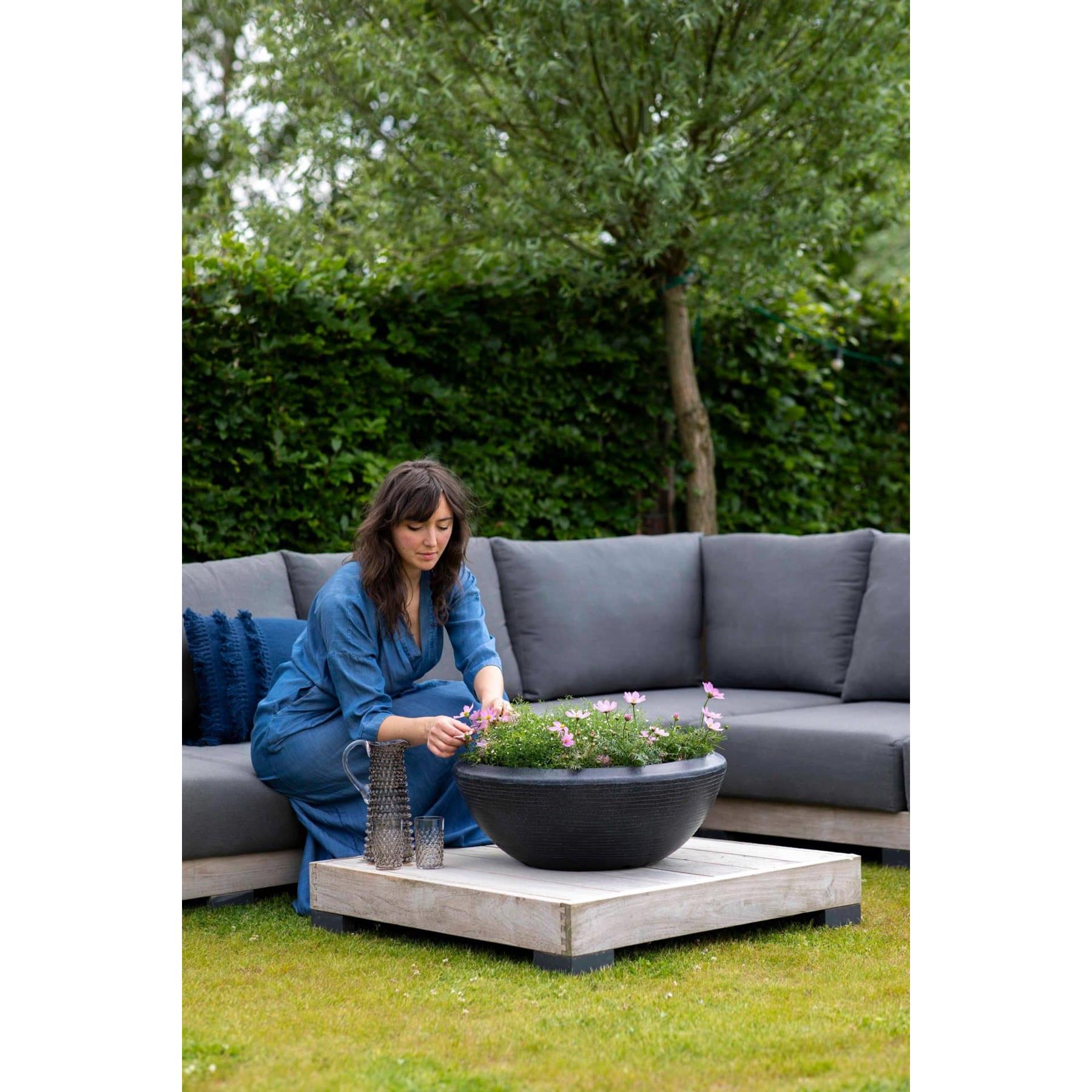Capi Europe Schaal laag Arc Granite - 61x25 - Zwart
