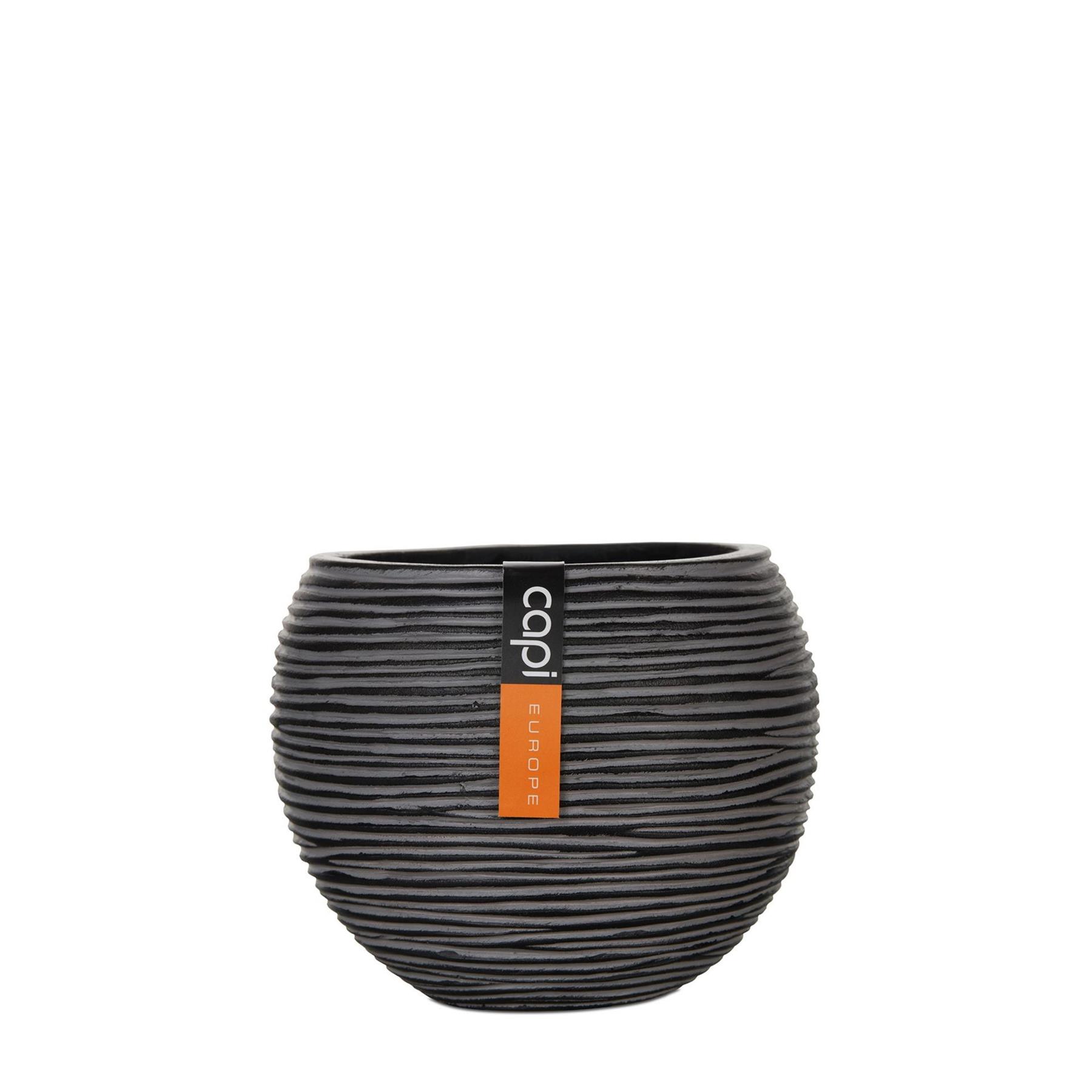 Capi Europe Vaas bol Rib Anthracite & Ivory - 10x9 - Antraciet