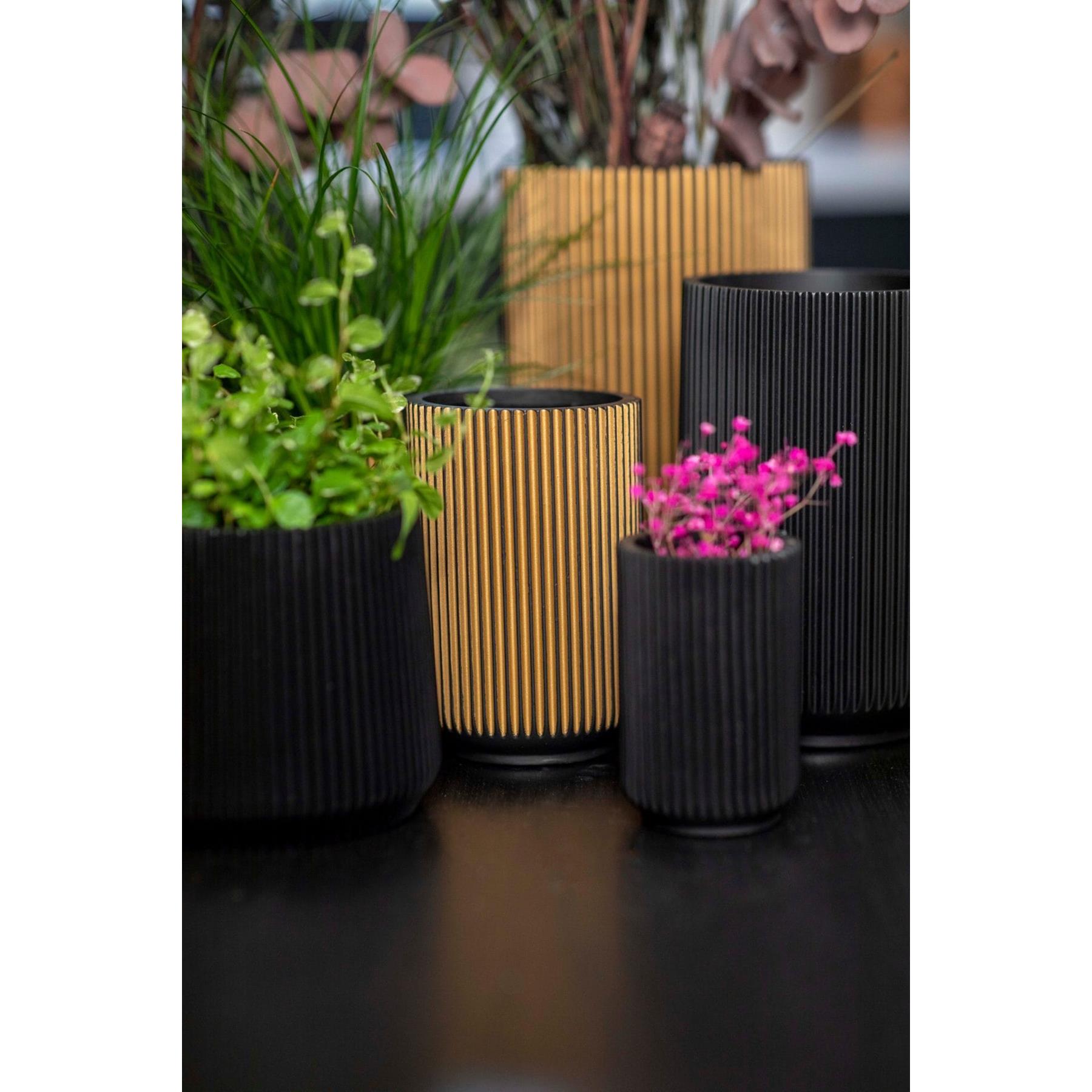 Capi Europe Vaas hoog Groove Black & Gold - 17x27 - Zwart