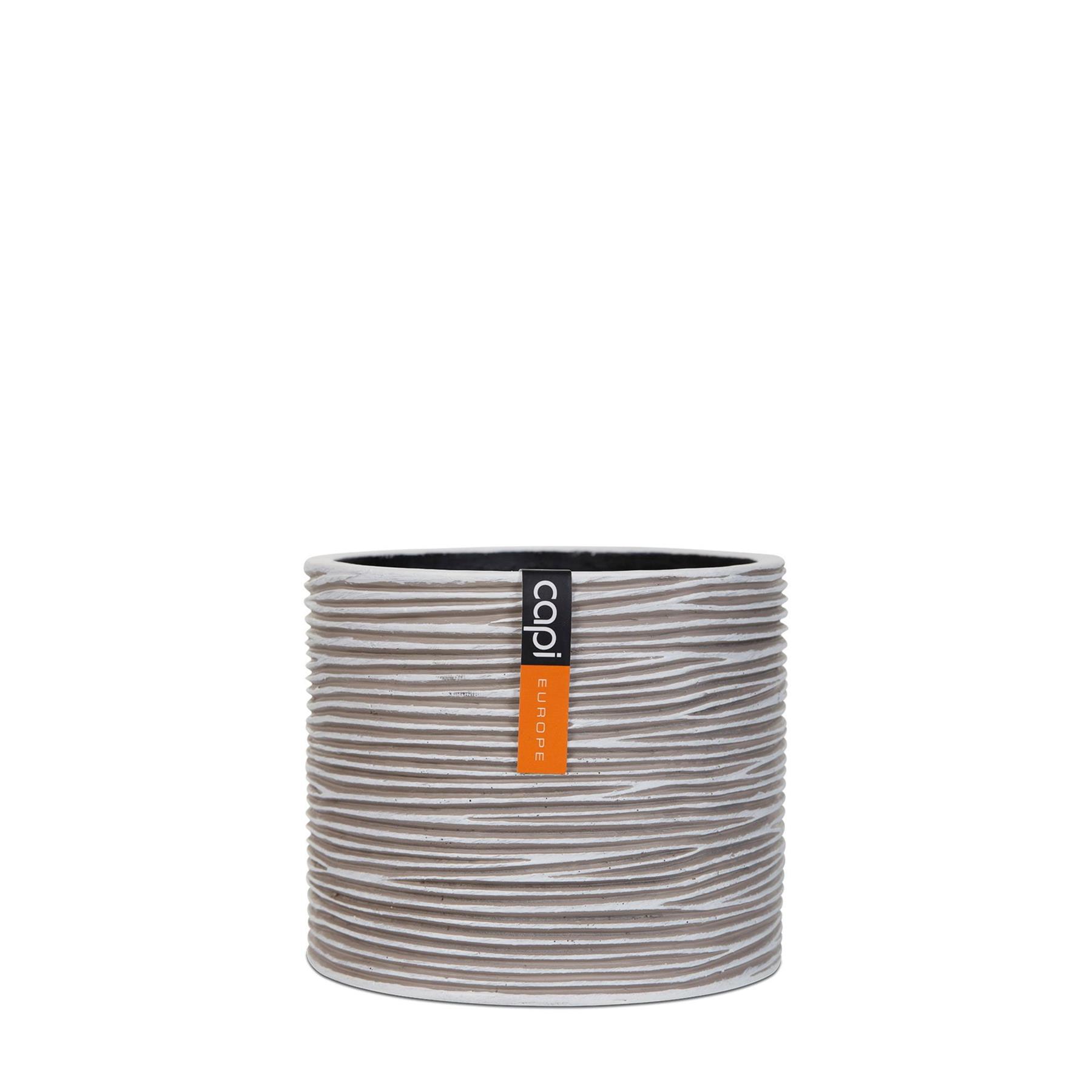 Capi Europe Vaas cilinder Rib Anthracite & Ivory - 12x10 - Ivoor