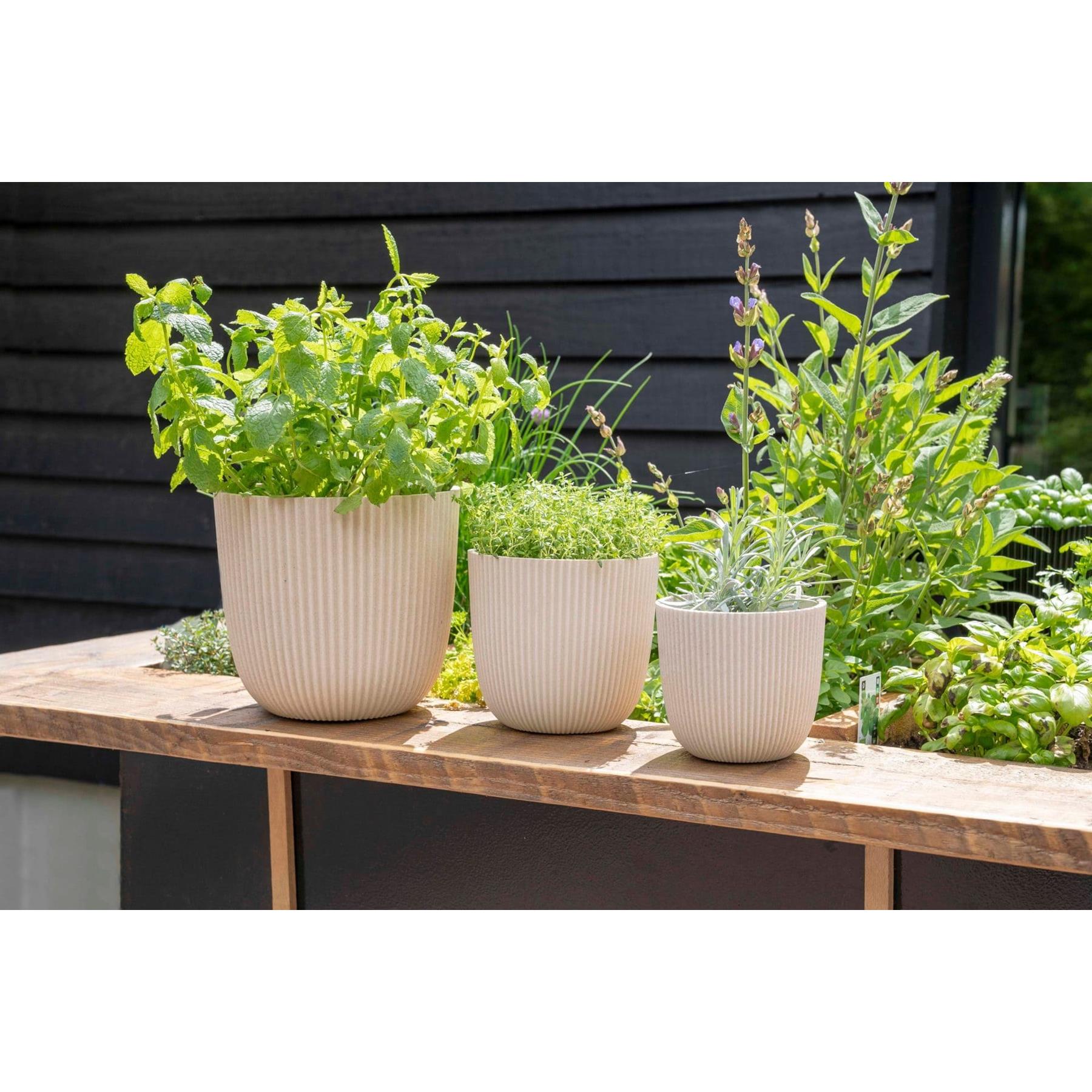 Capi Europe Bloempot bol Groove 'made with' zaagsel beige - 17x15 - Zaagsel beige