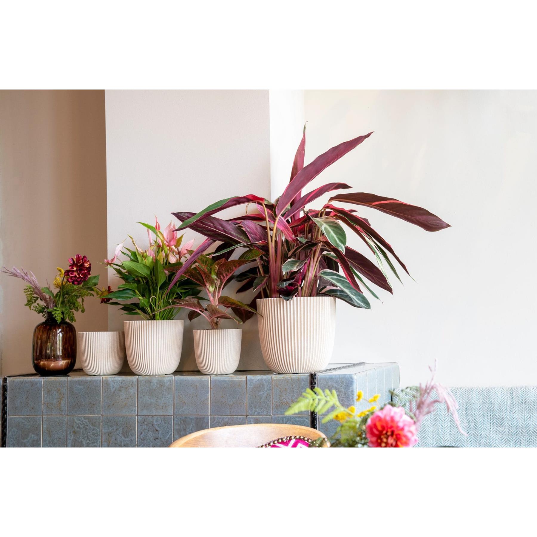 Capi Europe Bloempot bol Groove 'made with' kunstgras groen - 13x12 - Kunstgras groen