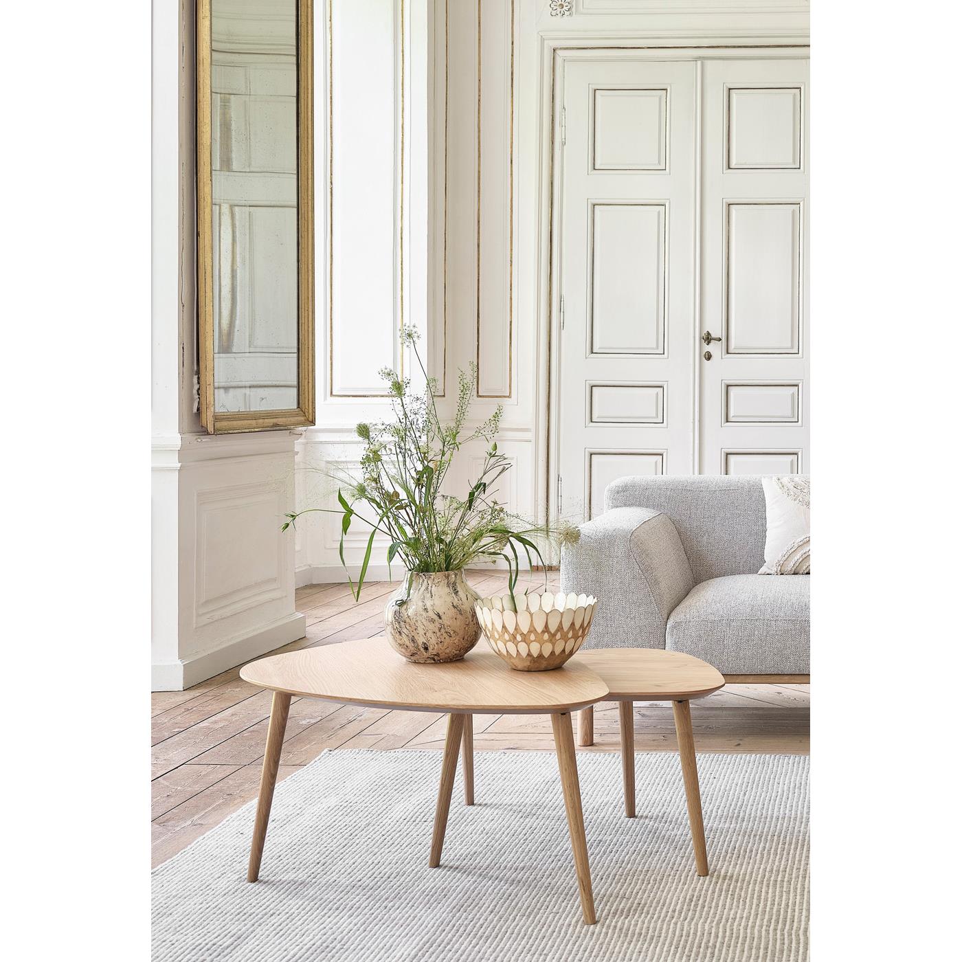 Giga Living - Salontafel Eikenhout Driehoek - Set van 2 - Naturel