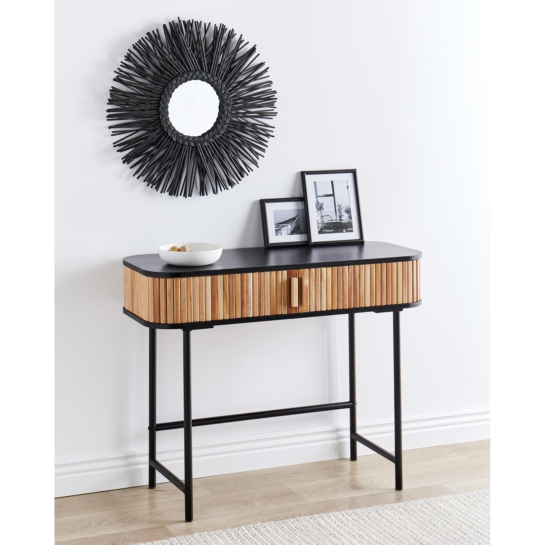 Beliani - CARNEY - Sidetable - Zwart|Bruin - Paulowniahout