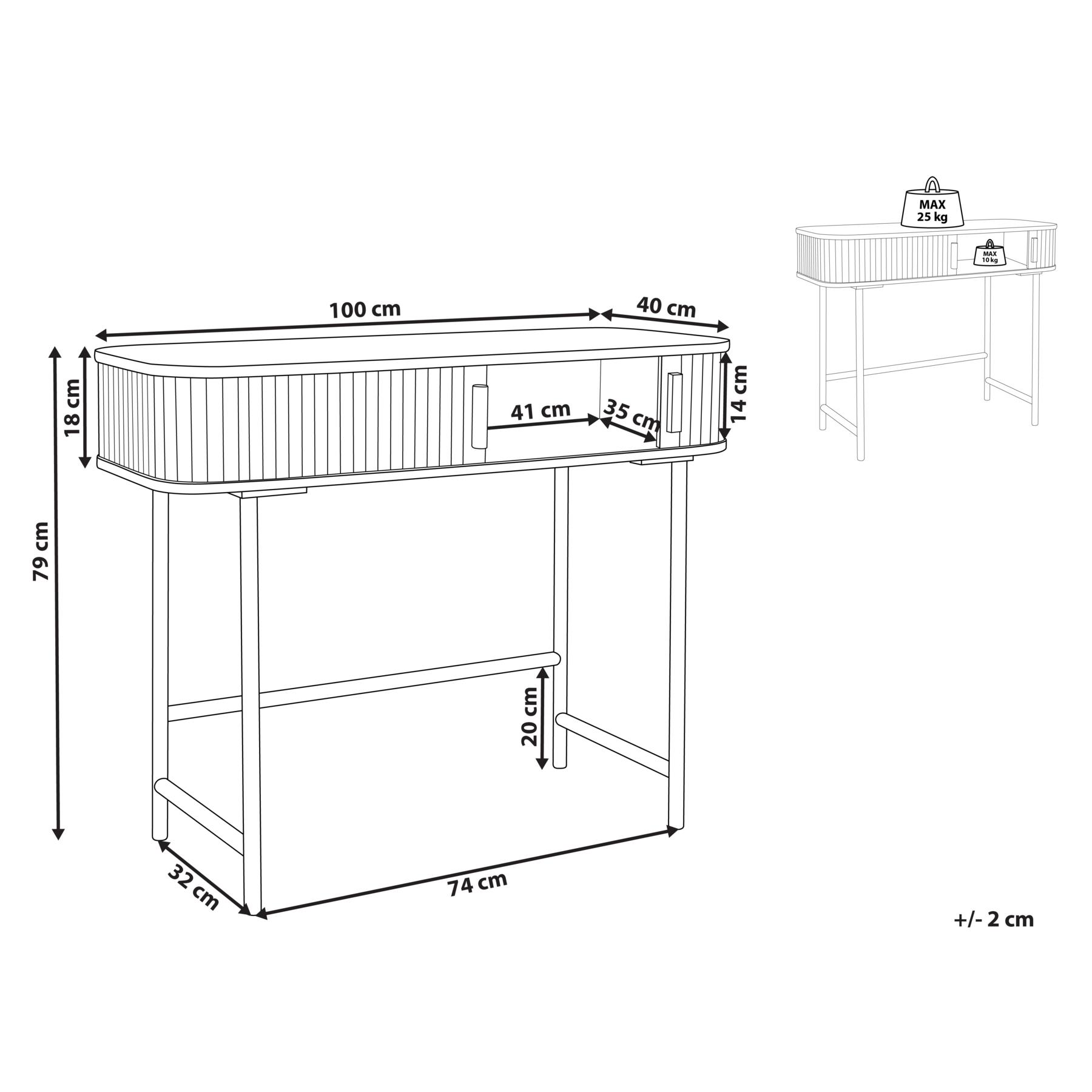 Beliani - CARNEY - Sidetable - Zwart|Bruin - Paulowniahout