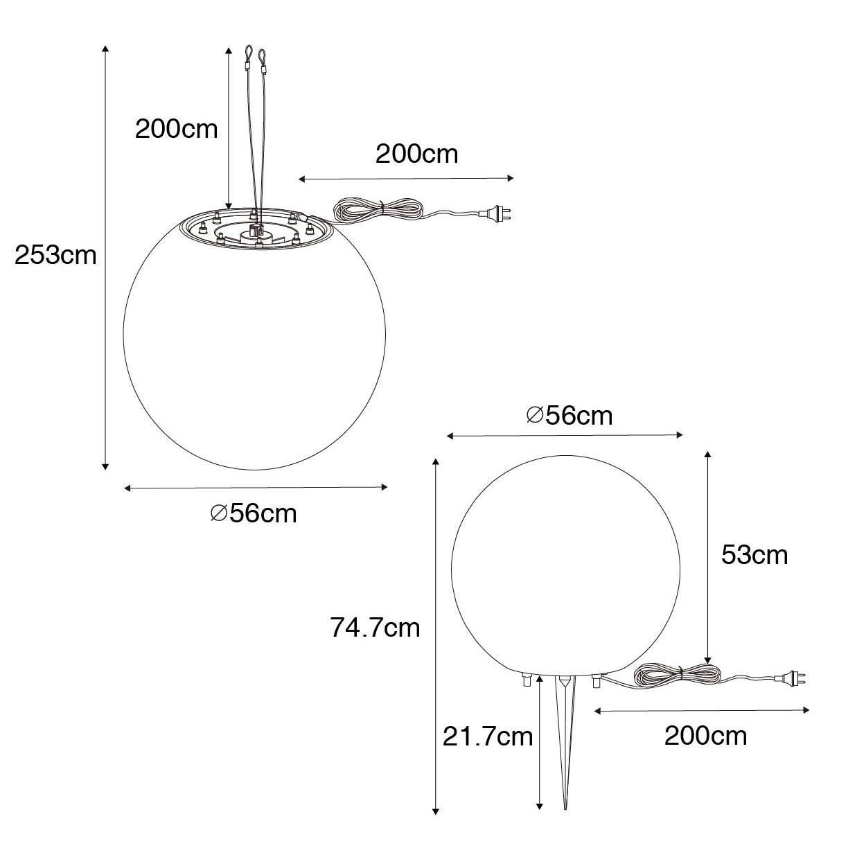 QAZQA Moderne buiten hanglamp grijs 56 cm IP65 - Nura
