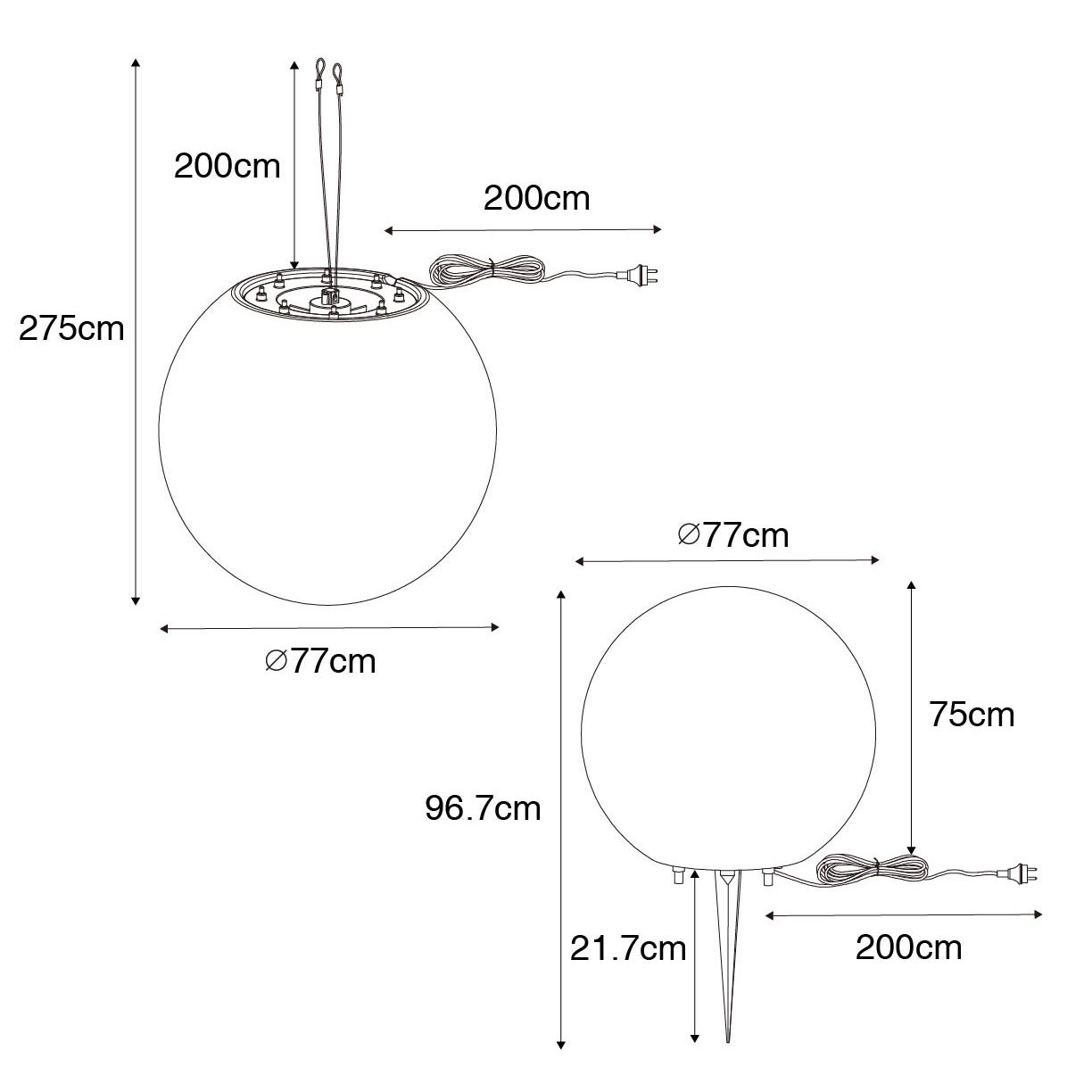 QAZQA Moderne buiten hanglamp wit 77 cm IP65 - Nura