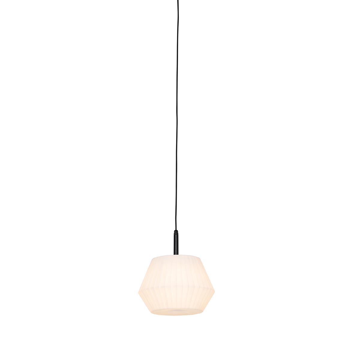 QAZQA Moderne buiten hanglamp zwart met witte kap 32.9 cm IP44 -