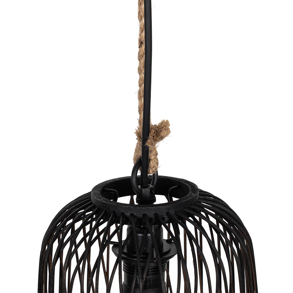 QAZQA Landelijke buiten hanglamp zwart rotan 25 cm - Calamus