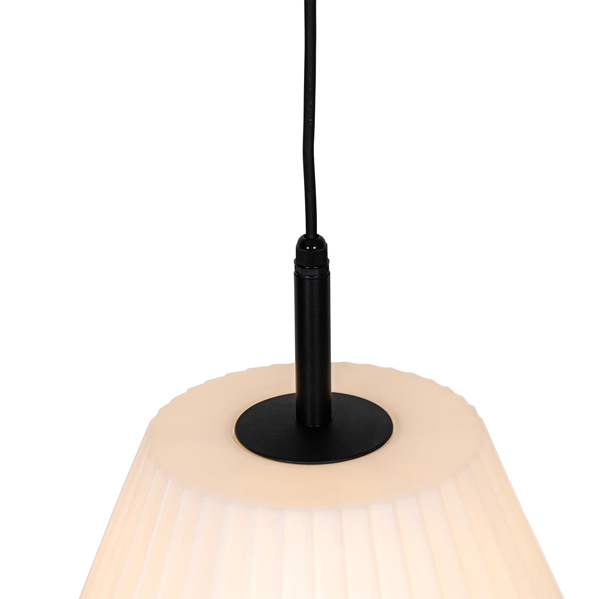 QAZQA Moderne buiten hanglamp zwart met witte kap 32.9 cm IP44 -