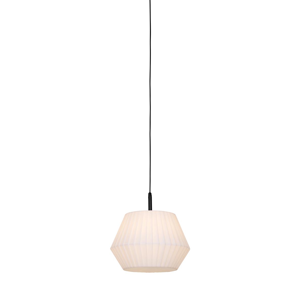 QAZQA Moderne buiten hanglamp zwart met witte kap 45,6 cm IP44 -