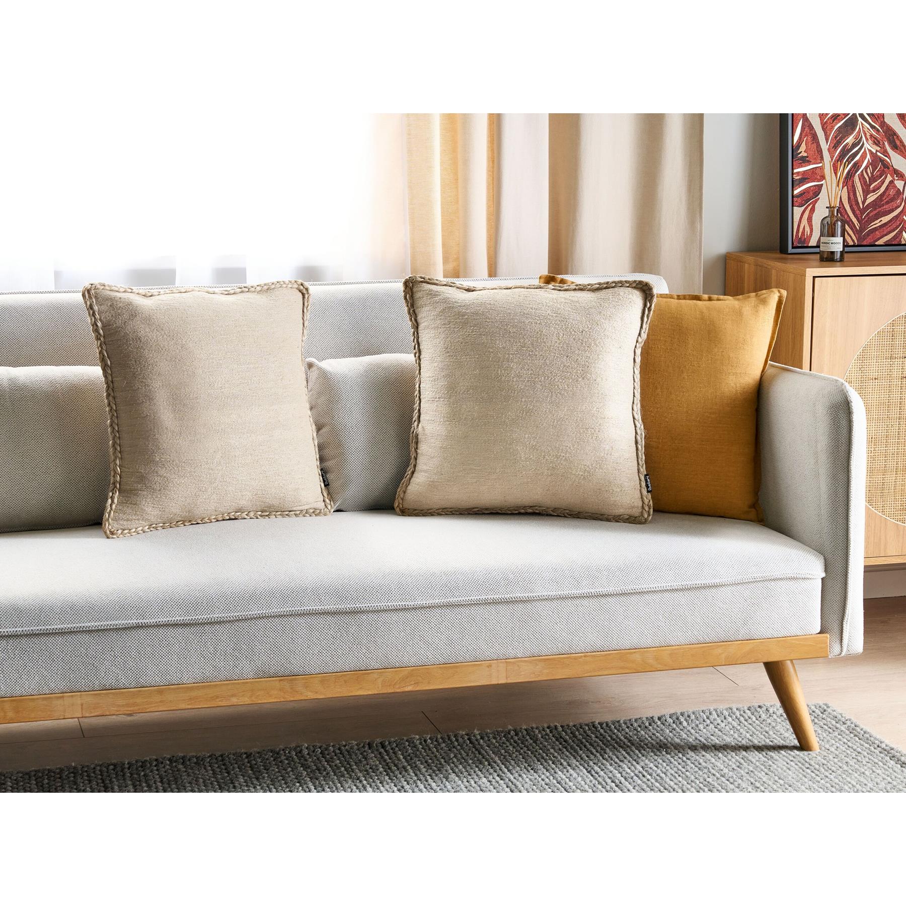 Beliani - ELLIOTTIA - Sierkussen set van 2 - Beige - 45 x 45 cm - Jute