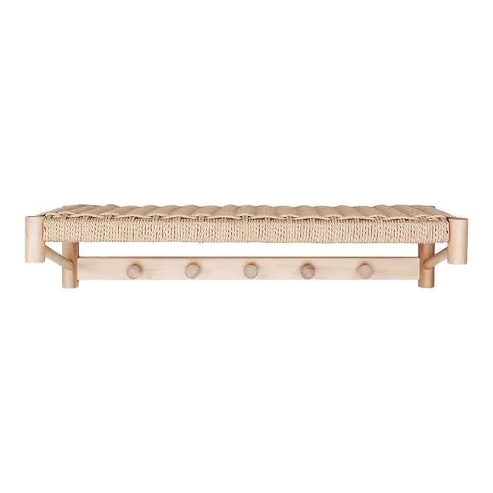 Artichok Loek houten kapstok met geweven plank - 78 x 31 cm