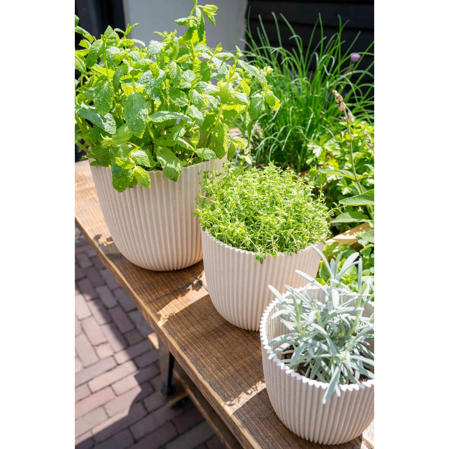 Capi Europe Bloempot bol Groove 'made with' kunstgras groen - 17x15 - Kunstgras groen