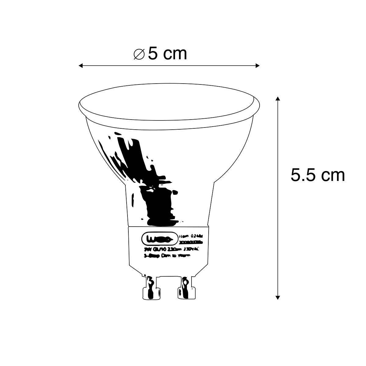 LUEDD Set van 6 GU10 3-staps dim to warm LED lampen 5W 380 lm