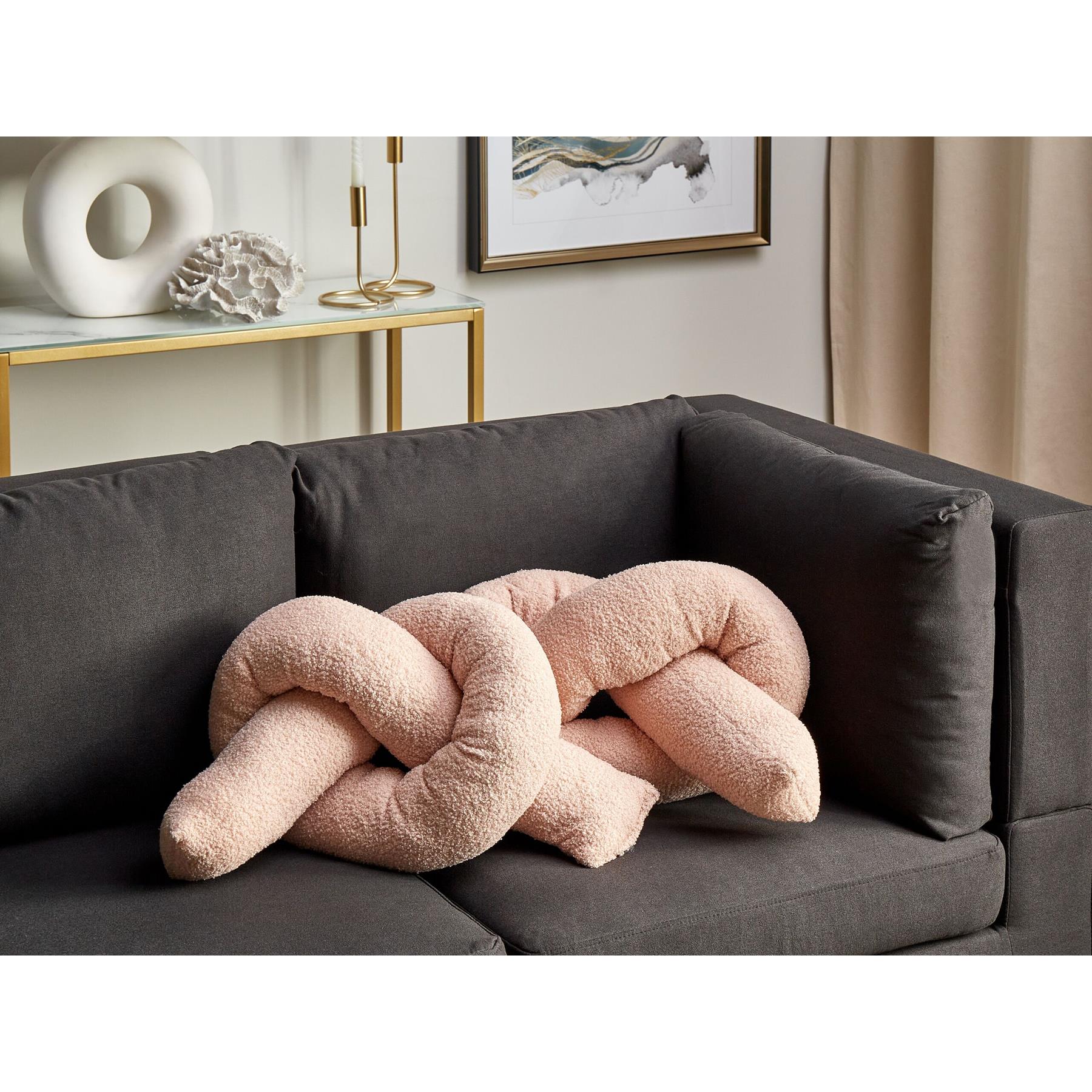 Beliani - GLADIOLUS - Knoopkussen set van 2 - Roze - Teddystof