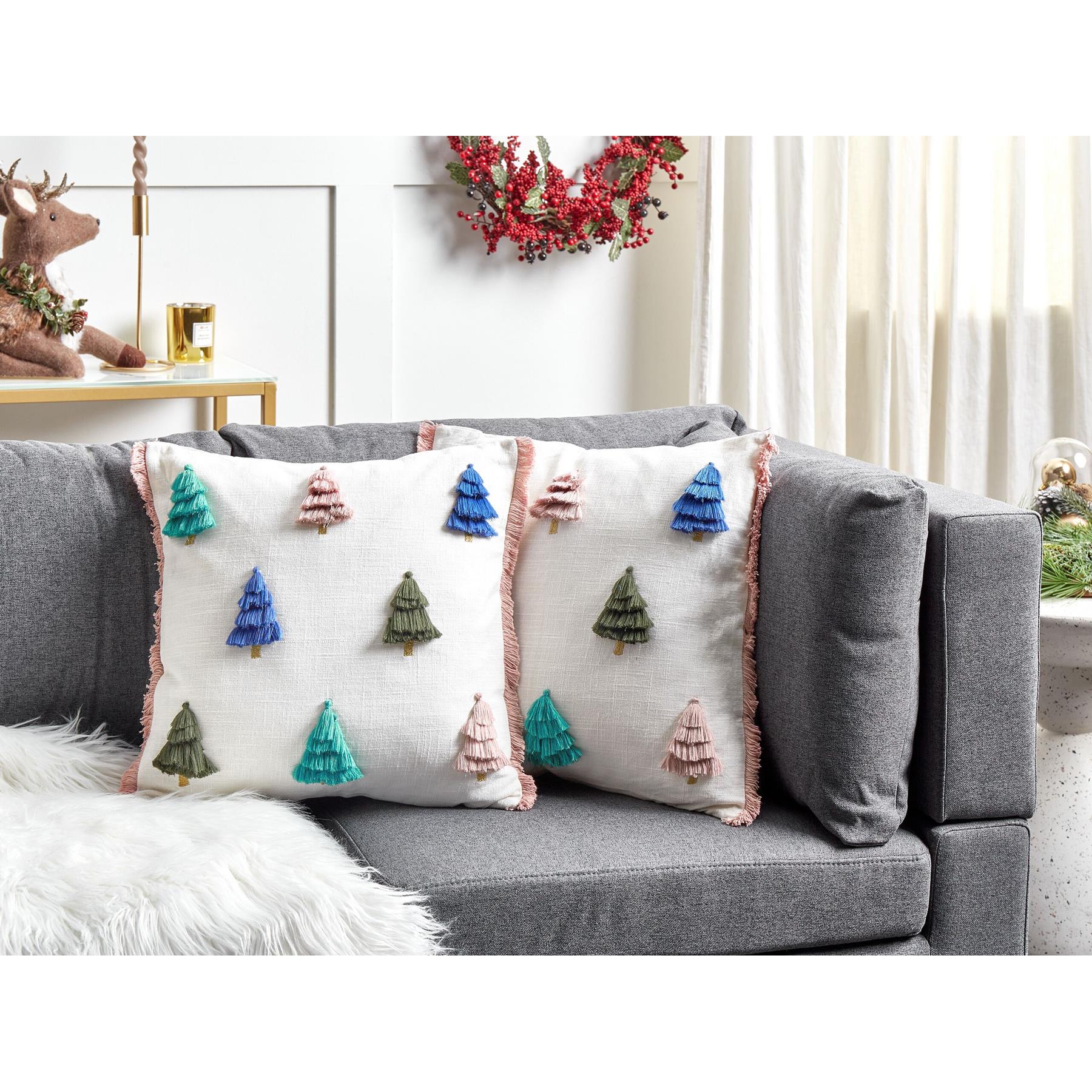 Beliani - SKIMMIA - Sierkussen set van 2 - Meerkleurig - Katoen
