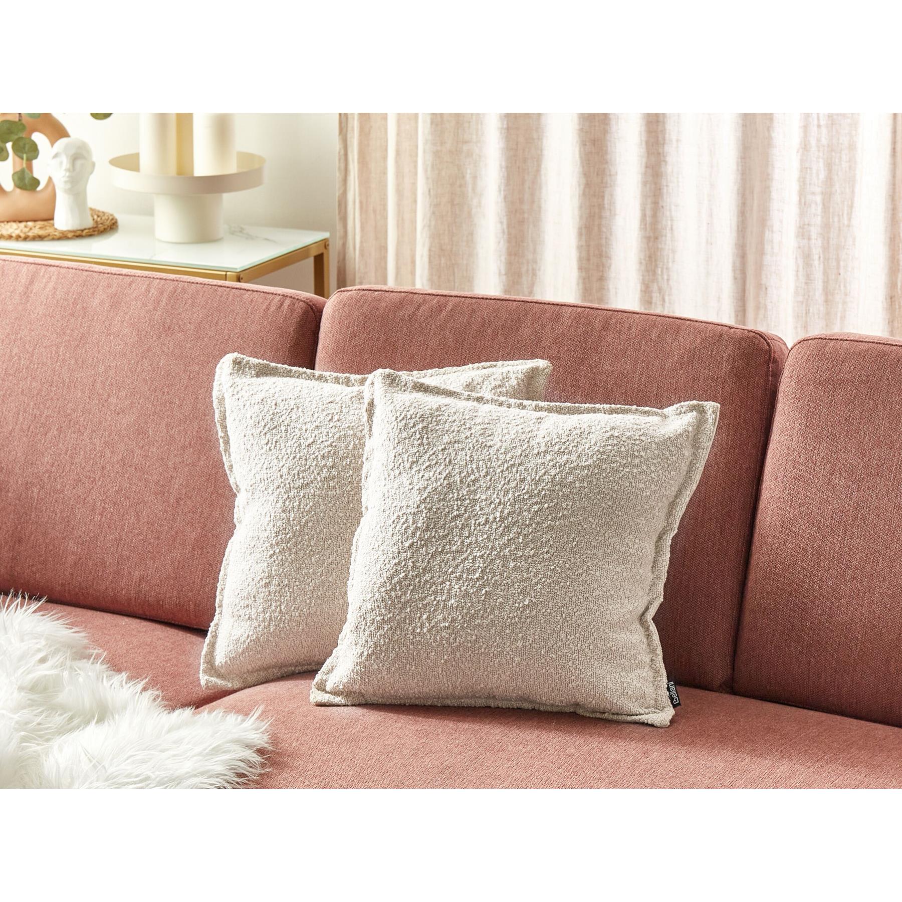 Beliani - SENECIA - Sierkussen set van 2 - Lichtbeige - Teddystof