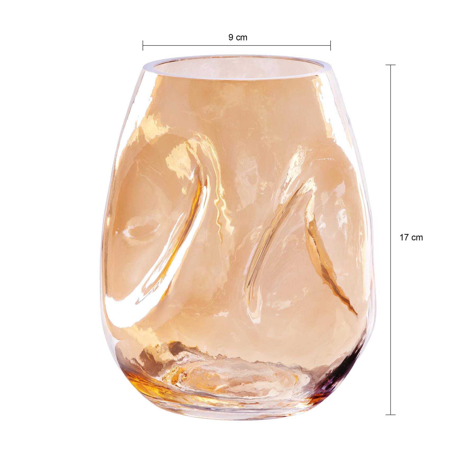 QUVIO Vaas gekreukt - Maat S - Glas - Beige
