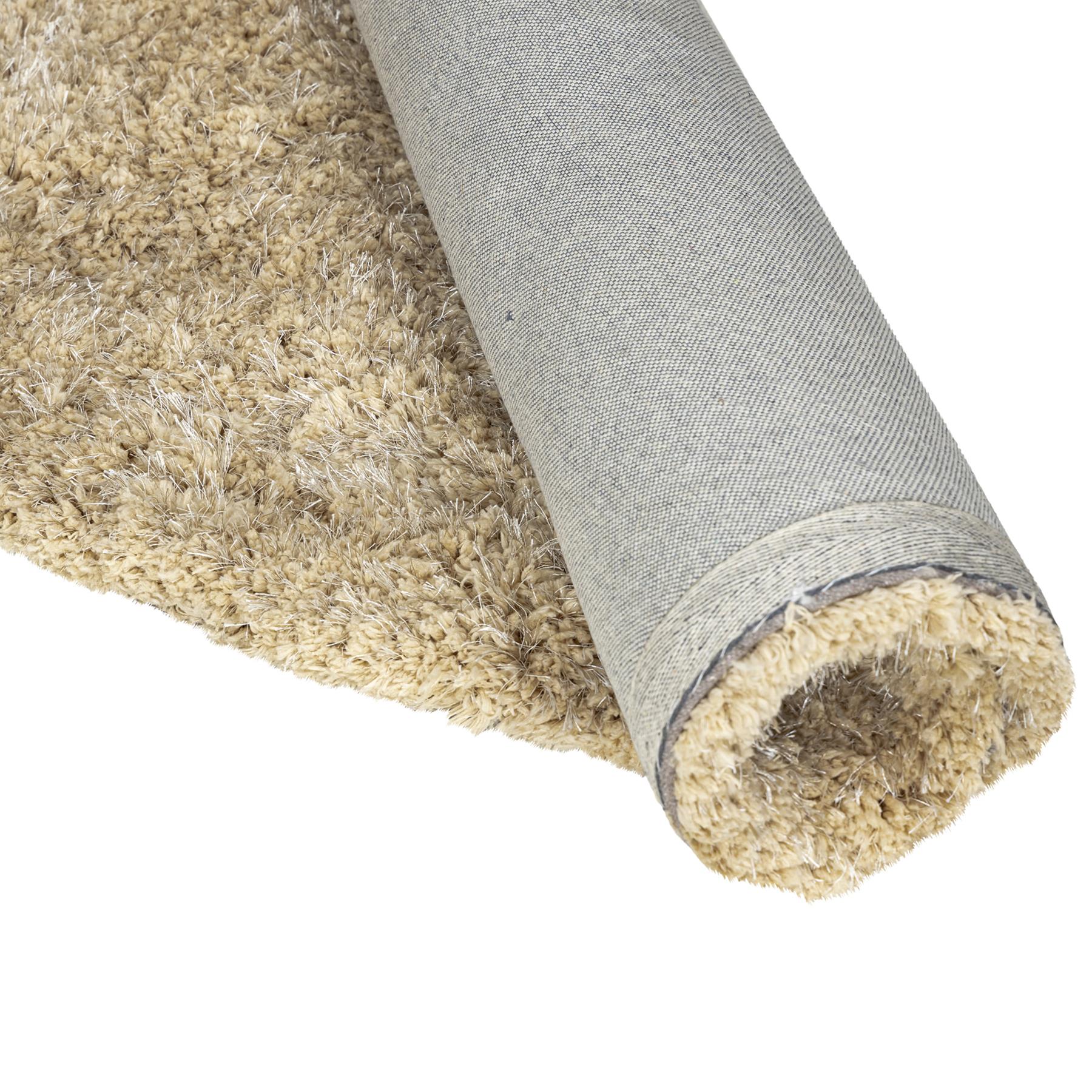 PTMD Jups Beige fabric handwoven carpet round M