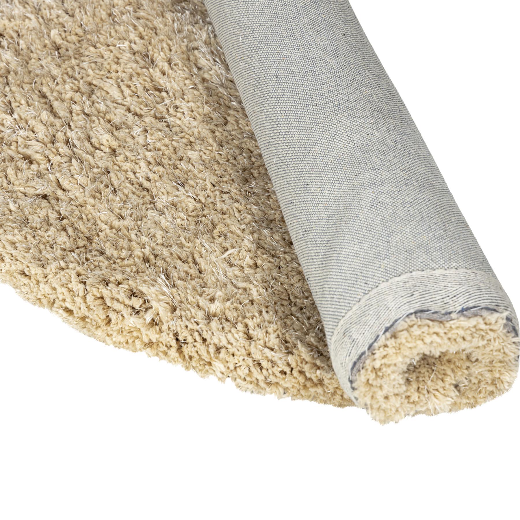 PTMD Jups Beige fabric handwoven carpet round S