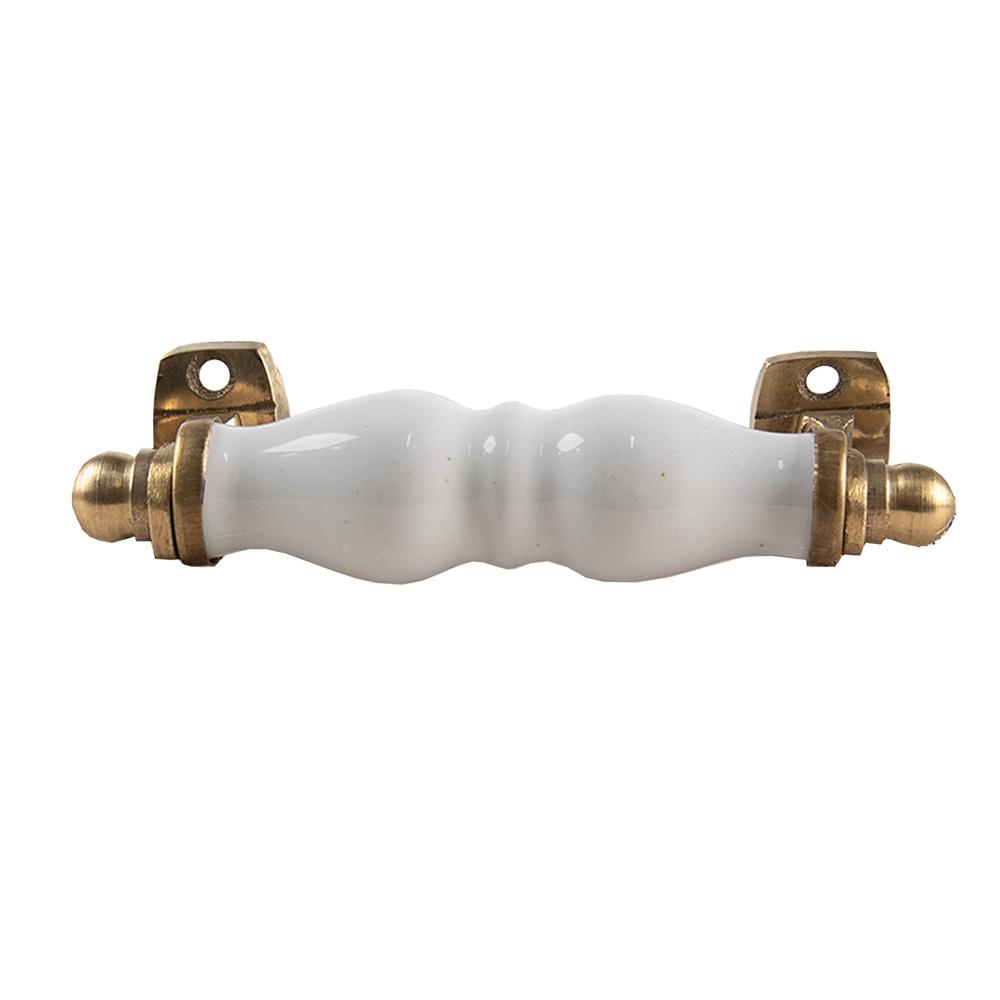 Clayre & Eef Handgreep  10x4x3 cm Wit Keramiek Handgreep Keuken