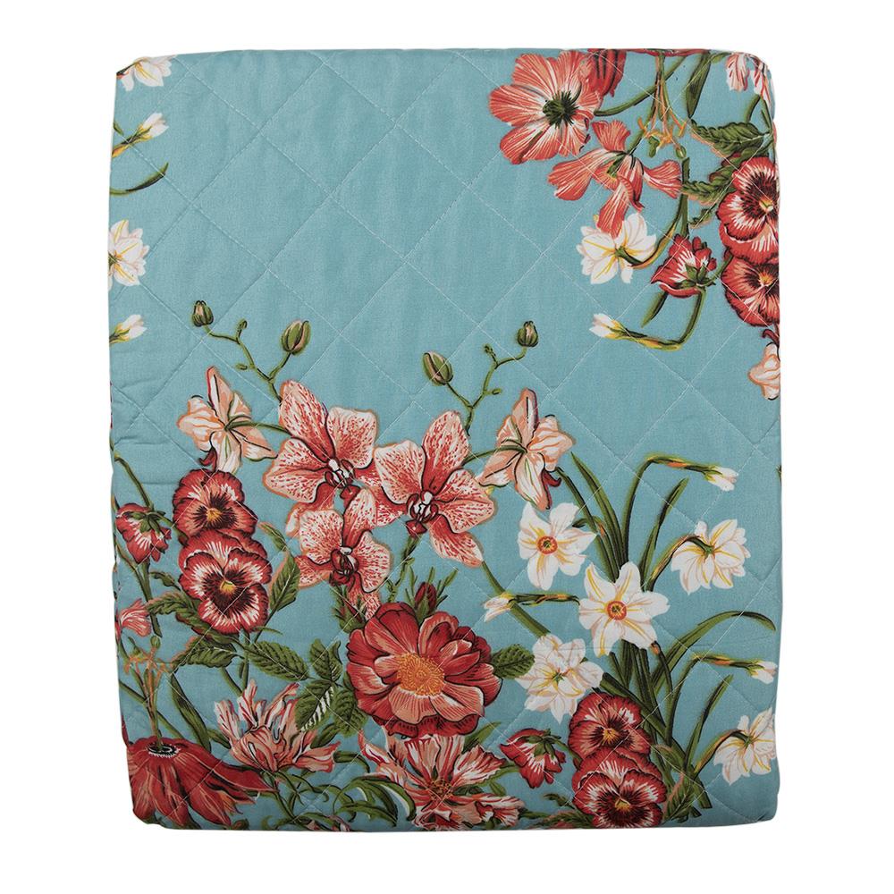 Clayre & Eef Bedsprei  240x260 cm Blauw Roze Katoen Polyester