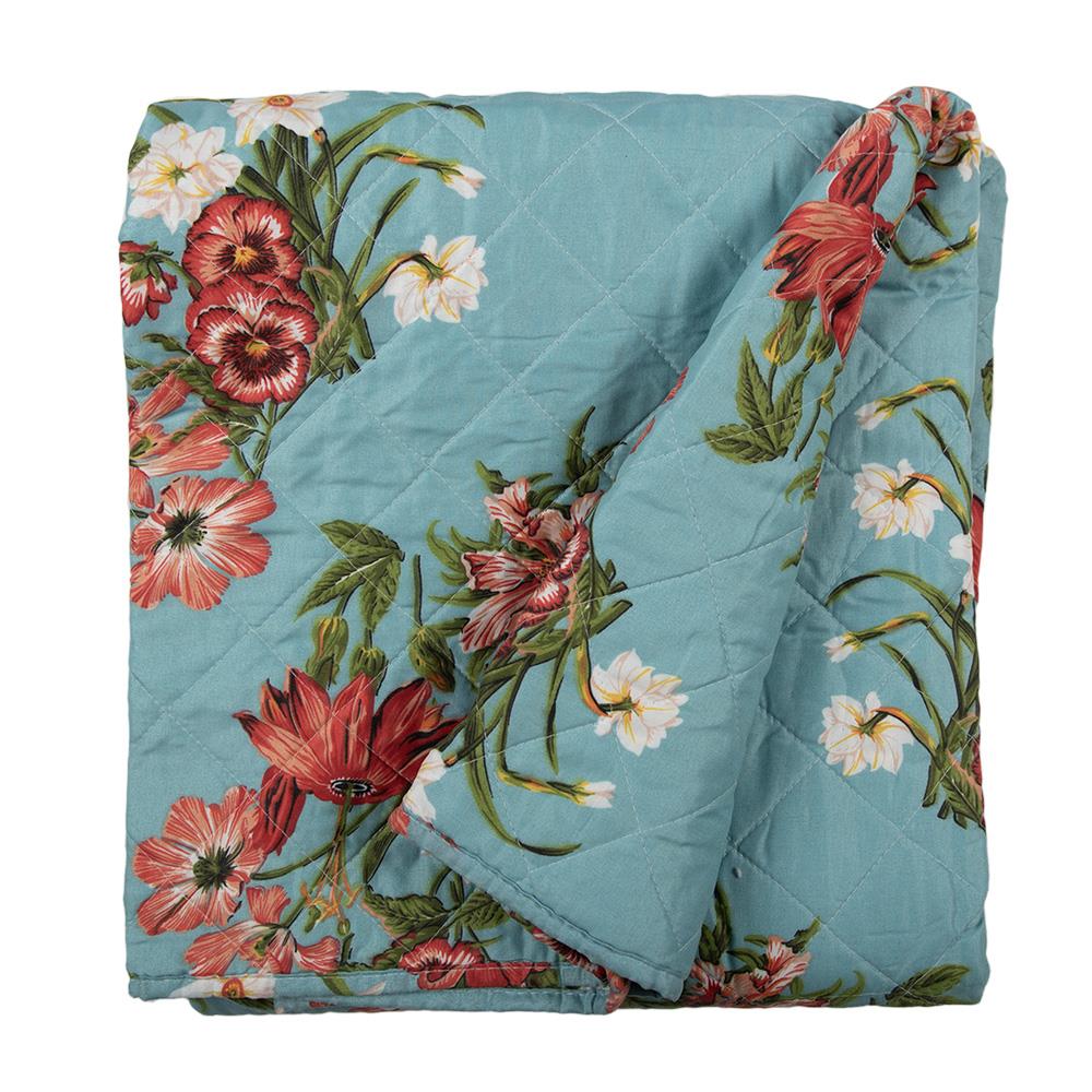 Clayre & Eef Bedsprei  240x260 cm Blauw Roze Katoen Polyester