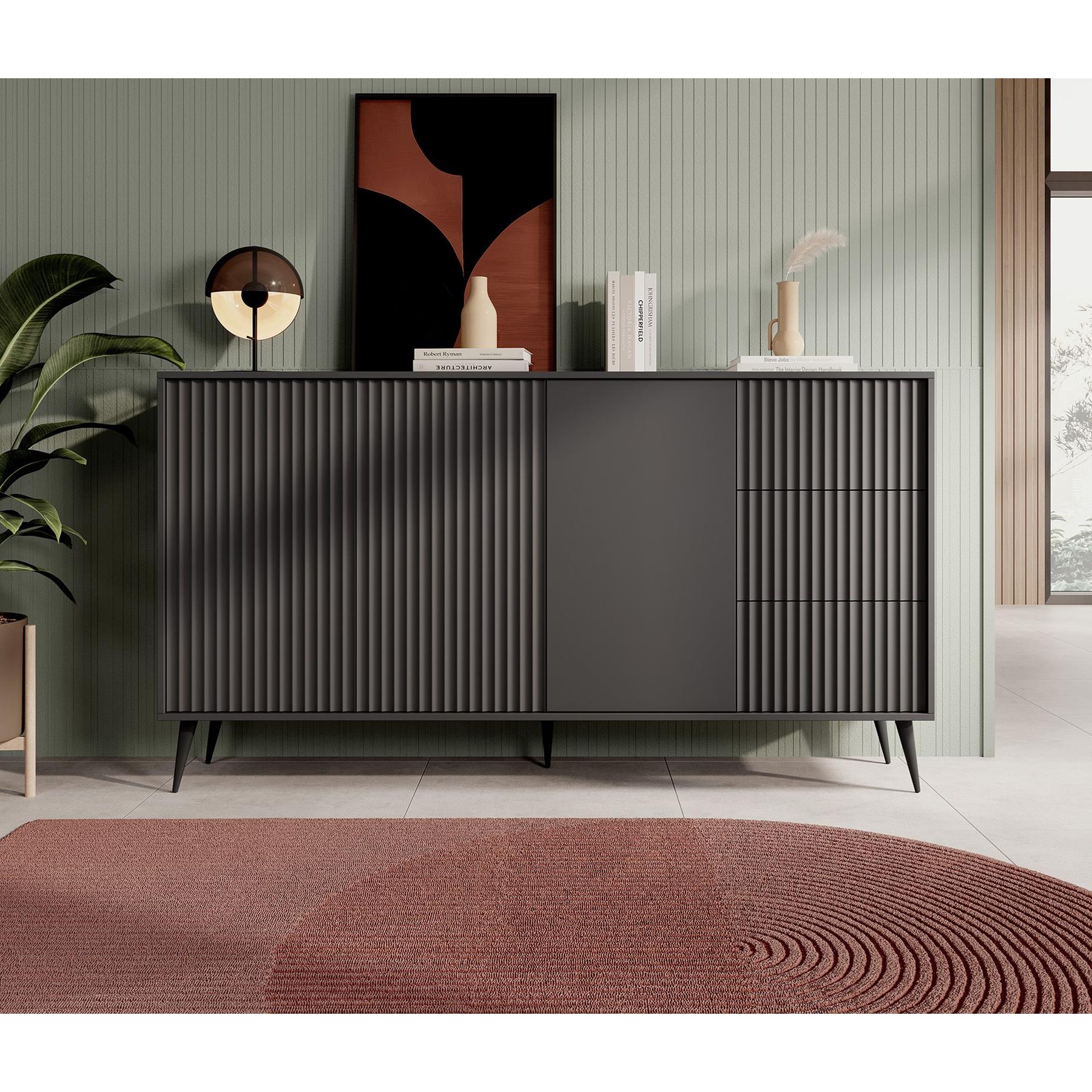 Meubella Dressoir Winq - Antraciet - 180 cm