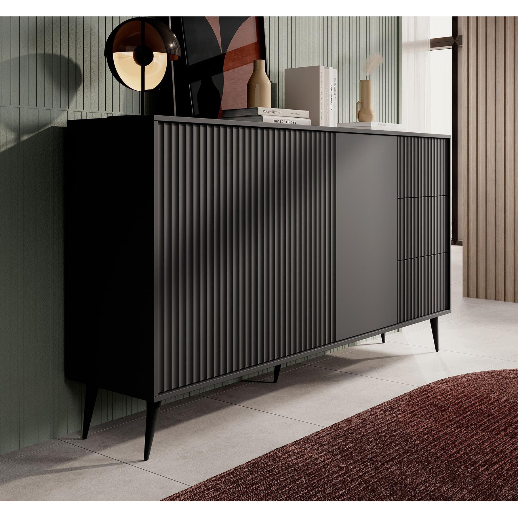 Meubella Dressoir Winq - Antraciet - 180 cm