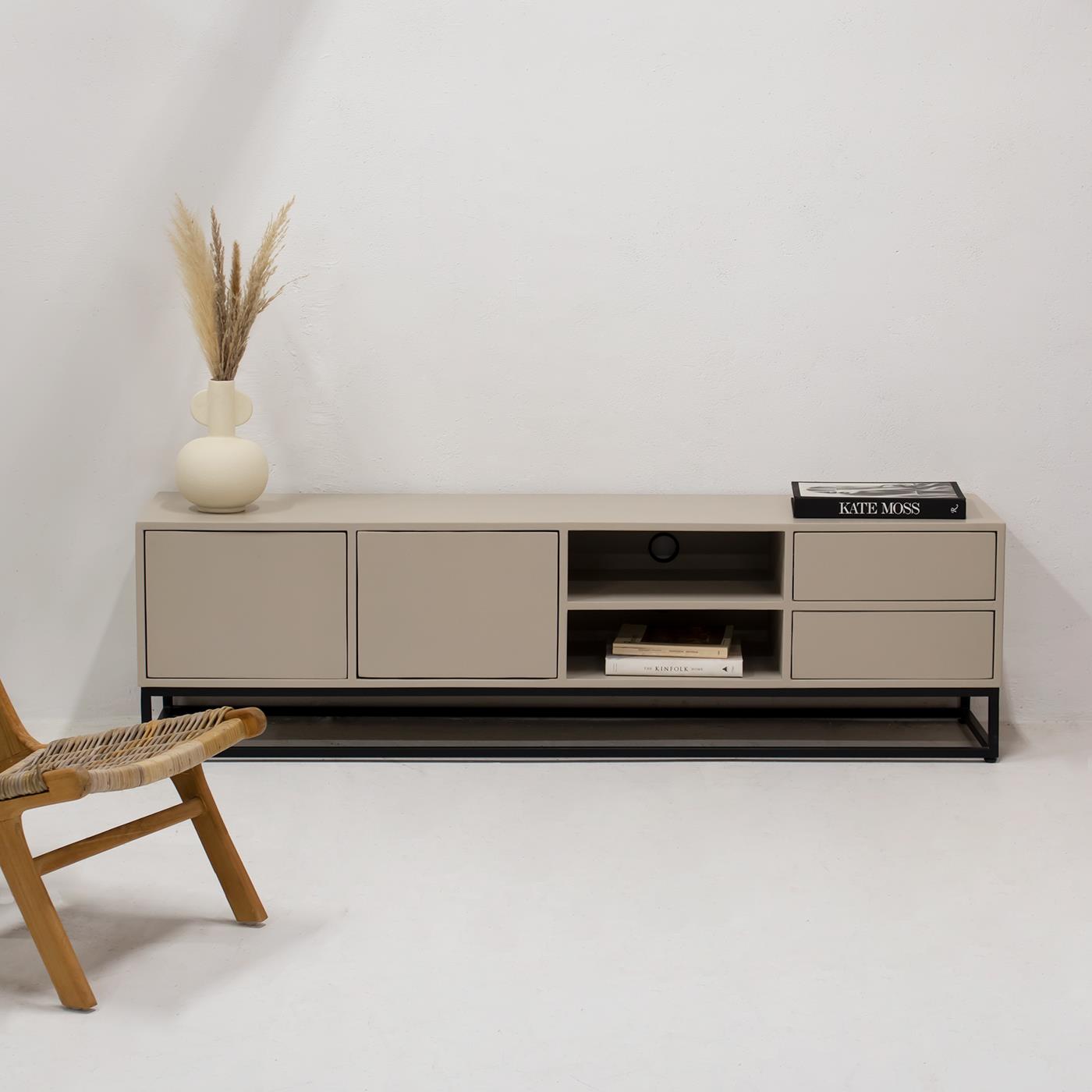 Giga Meubel - Tv-Meubel Taupe 180cm - Mangohout & Metaal