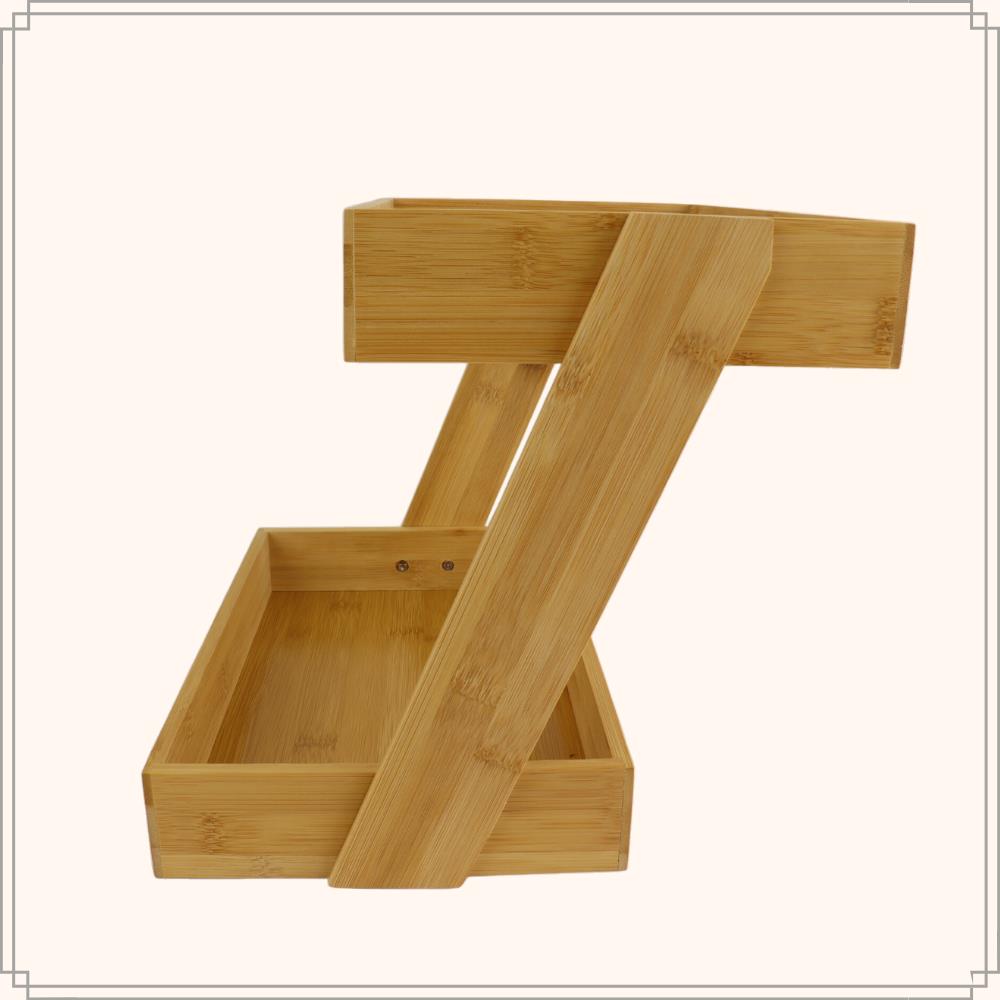 OTIX Serveertoren Etagere Bamboe 2 Laags Hout 31.5x22.5x26cm Etagères