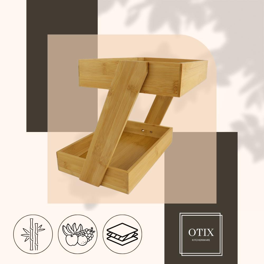 OTIX Serveertoren Etagere Bamboe 2 Laags Hout 31.5x22.5x26cm Etagères
