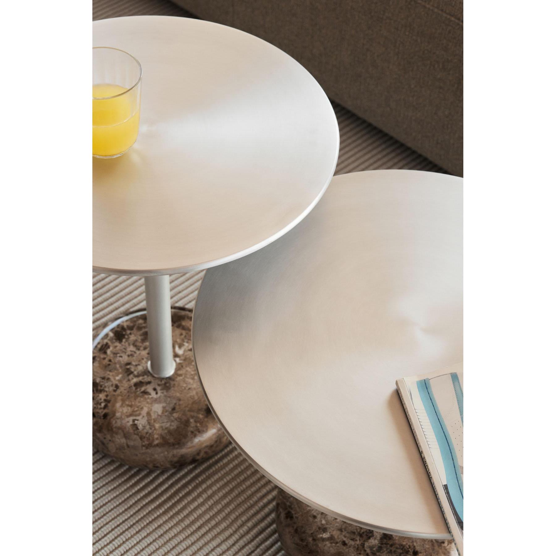 Northern Ton bijzettafel Ø48 H42 aluminium | Dark Emperador marmer