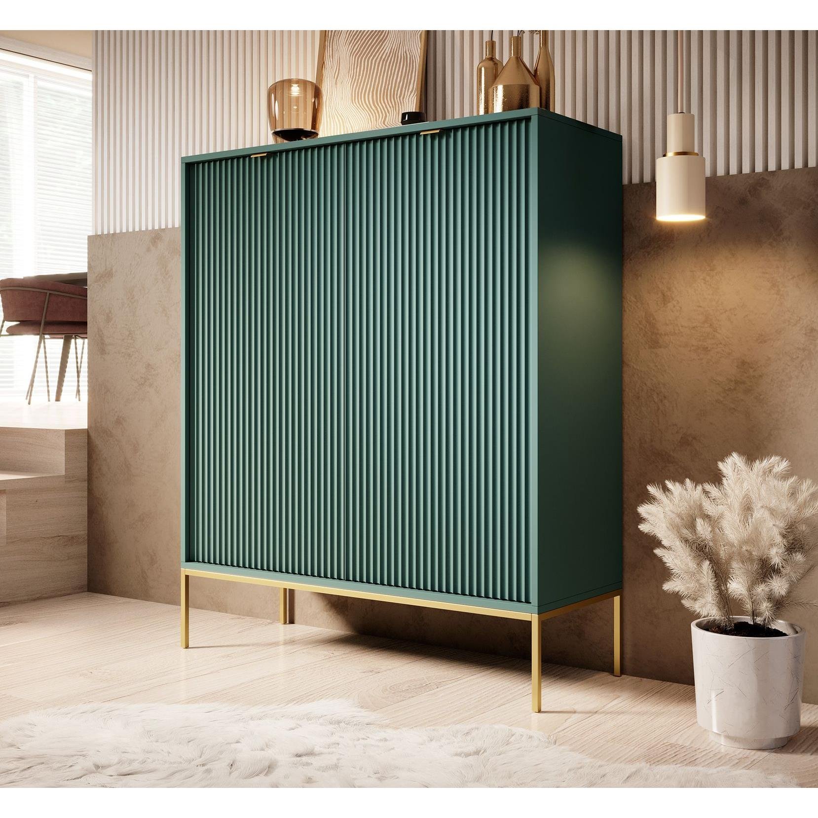 Meubella Dressoir Navil 2 - Groen - 104 cm - Hoog