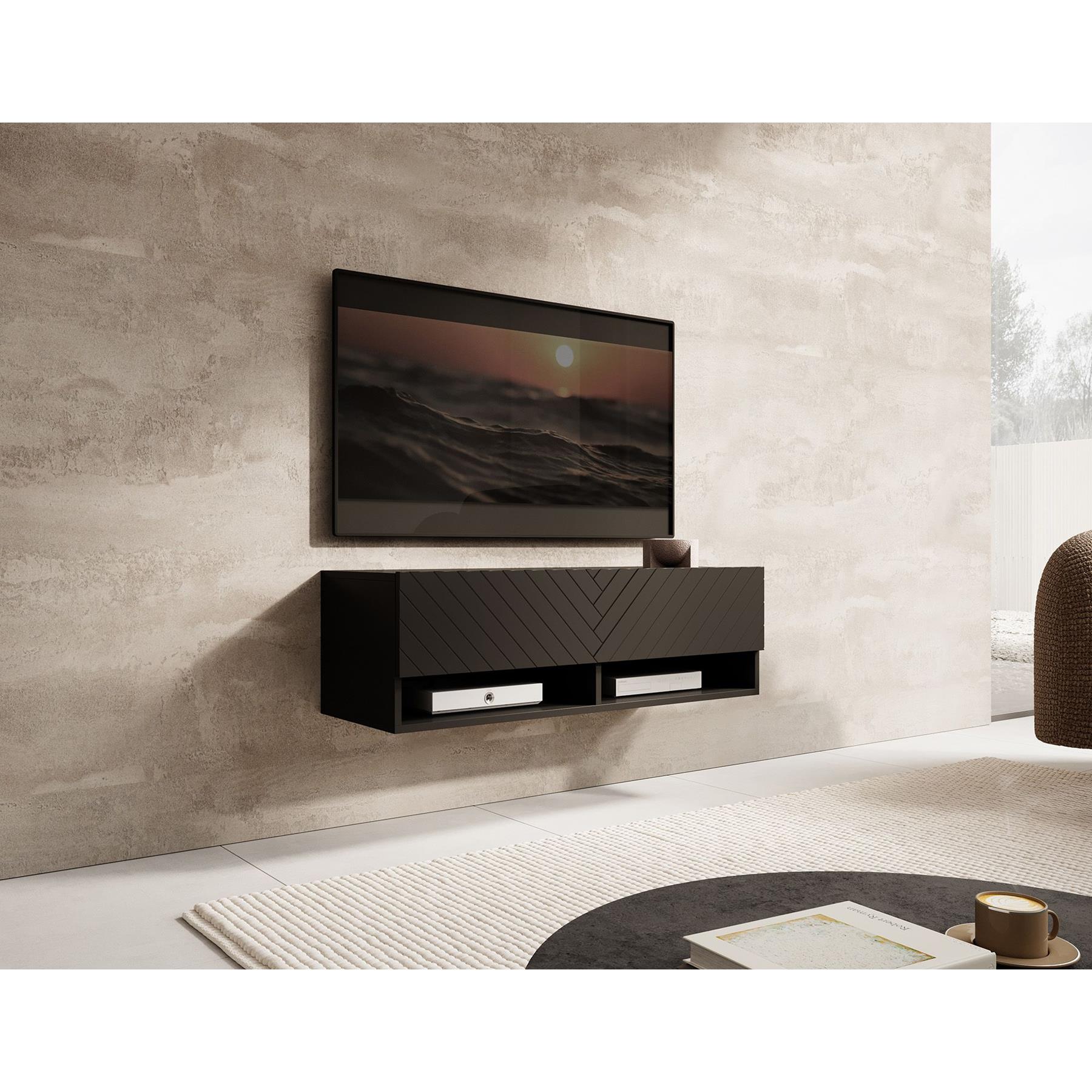 Meubella TV-Meubel Asino - Zwart Visgraat - 100 cm