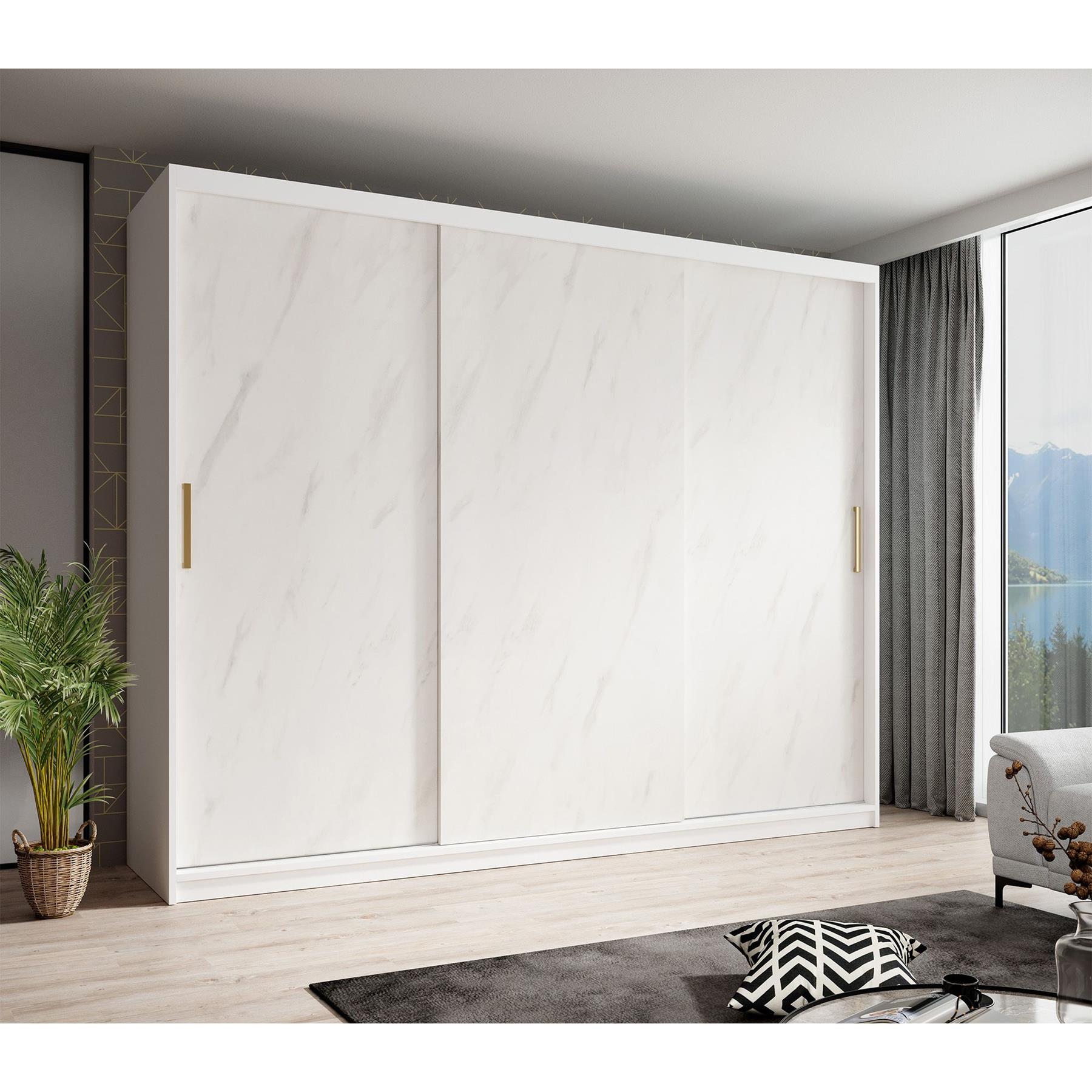 Meubella Kledingkast Marmer - Wit - 250 cm