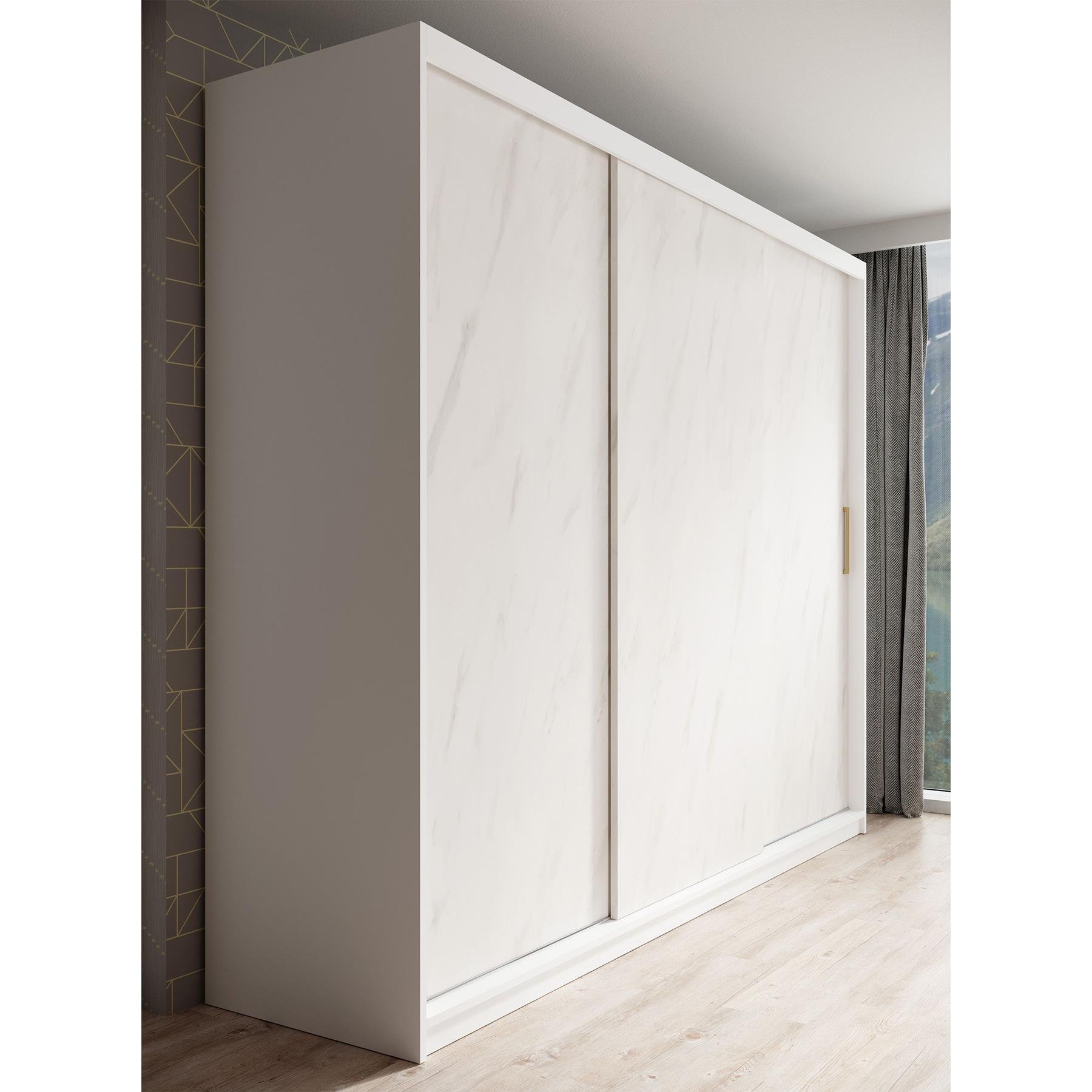 Meubella Kledingkast Marmer - Wit - 250 cm