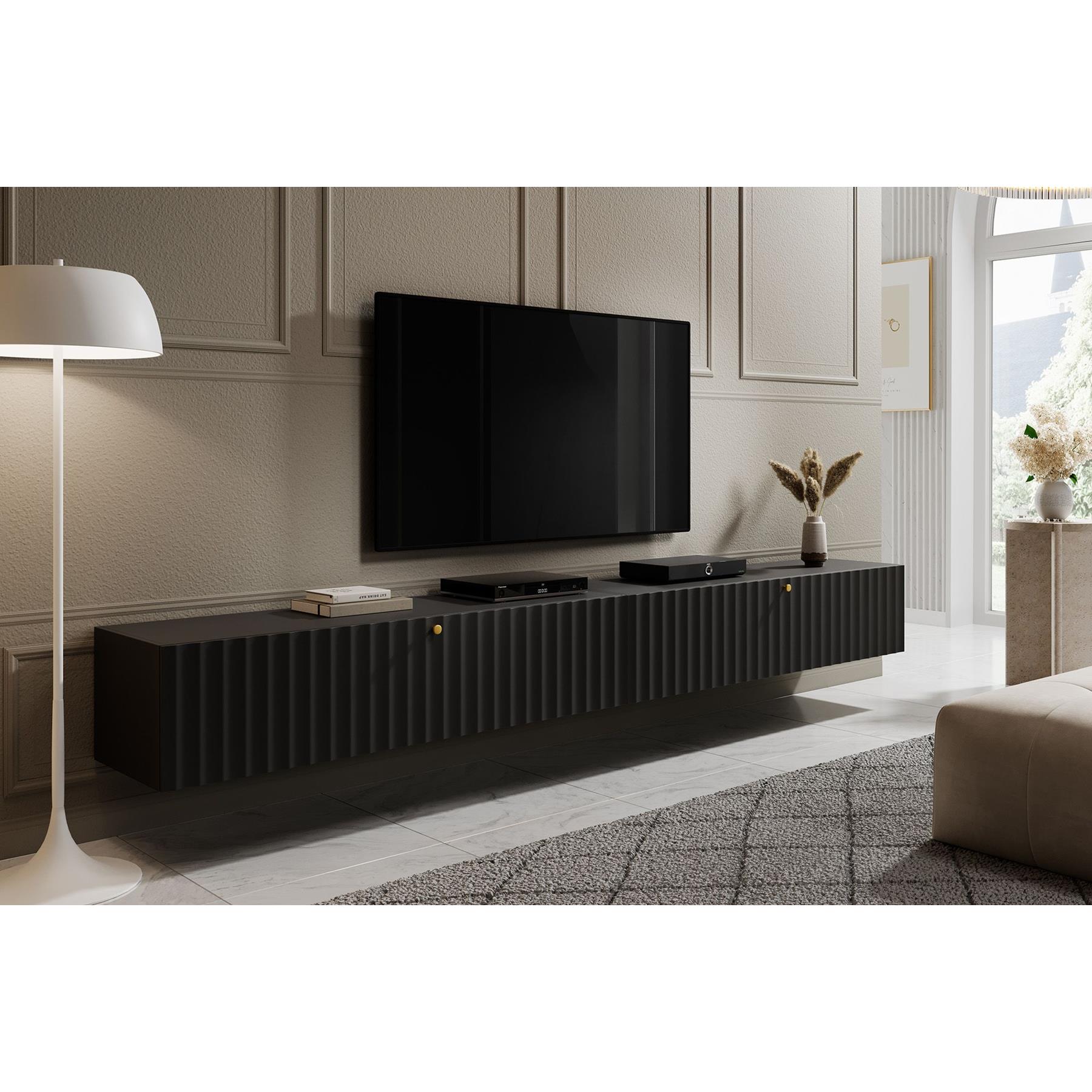 Meubella TV-Meubel William - Zwart - 300 cm