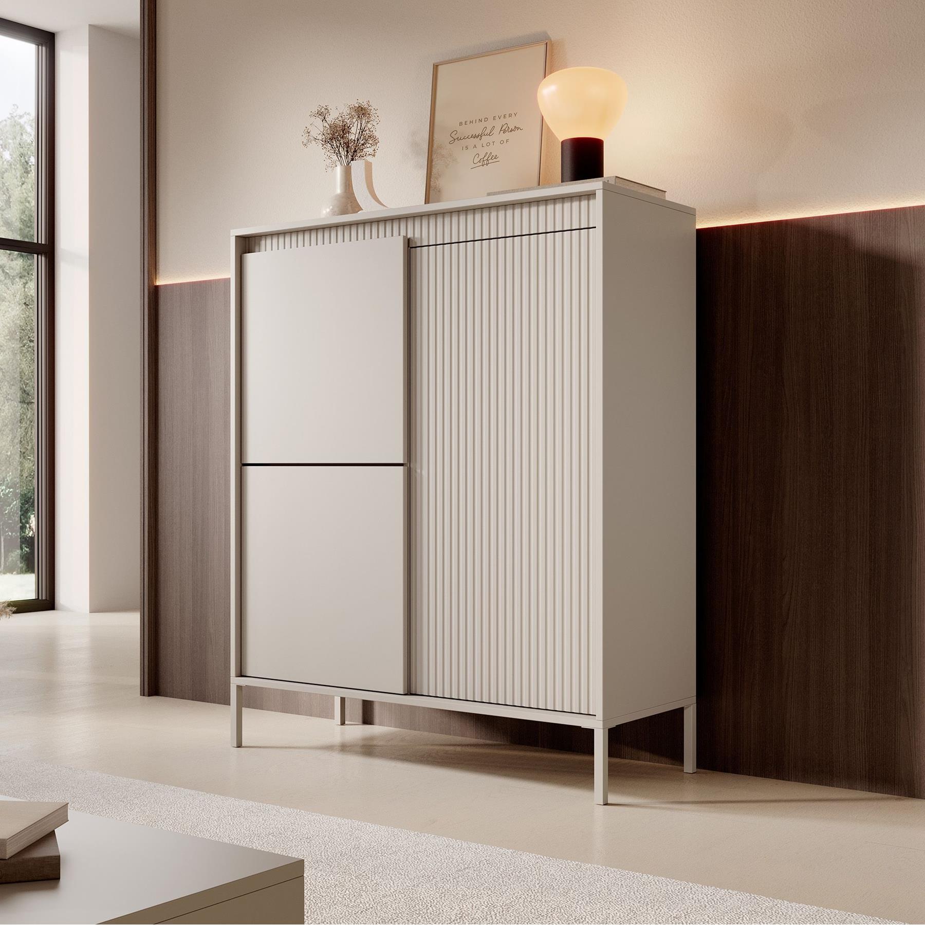 Meubella Dressoir Saran - Beige - Hoog - 104 cm