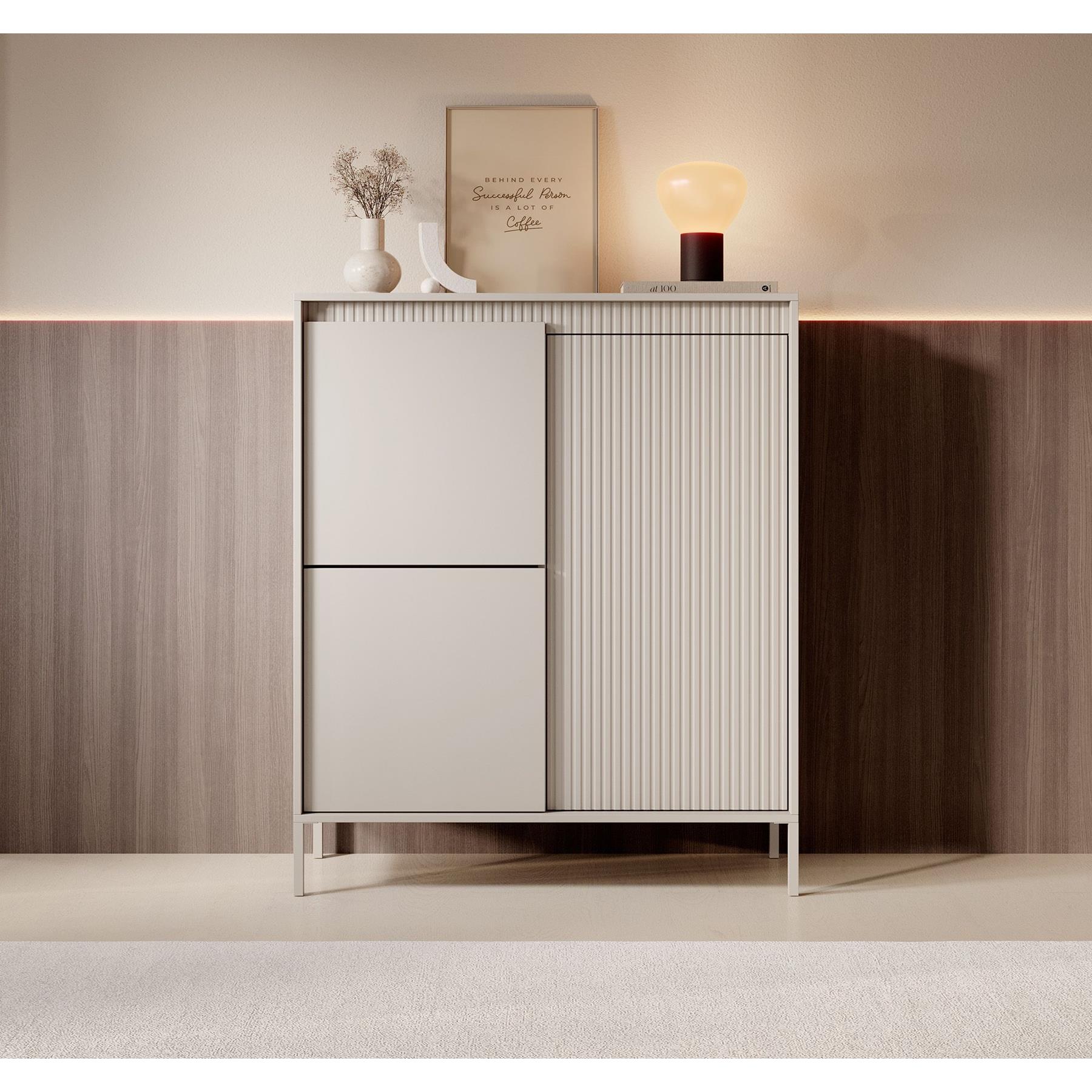 Meubella Dressoir Saran - Beige - Hoog - 104 cm