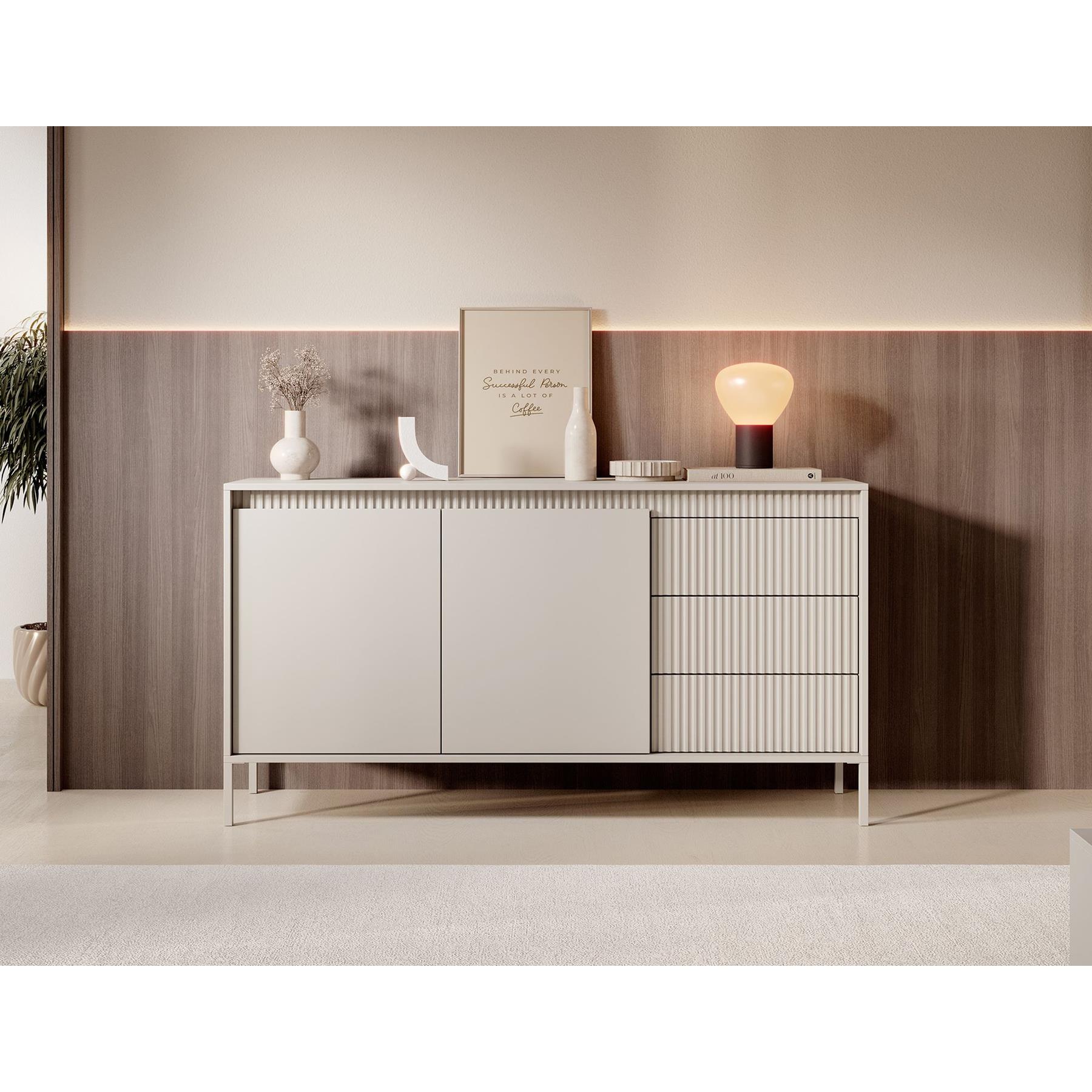 Meubella Dressoir Saran - Beige - 153 cm