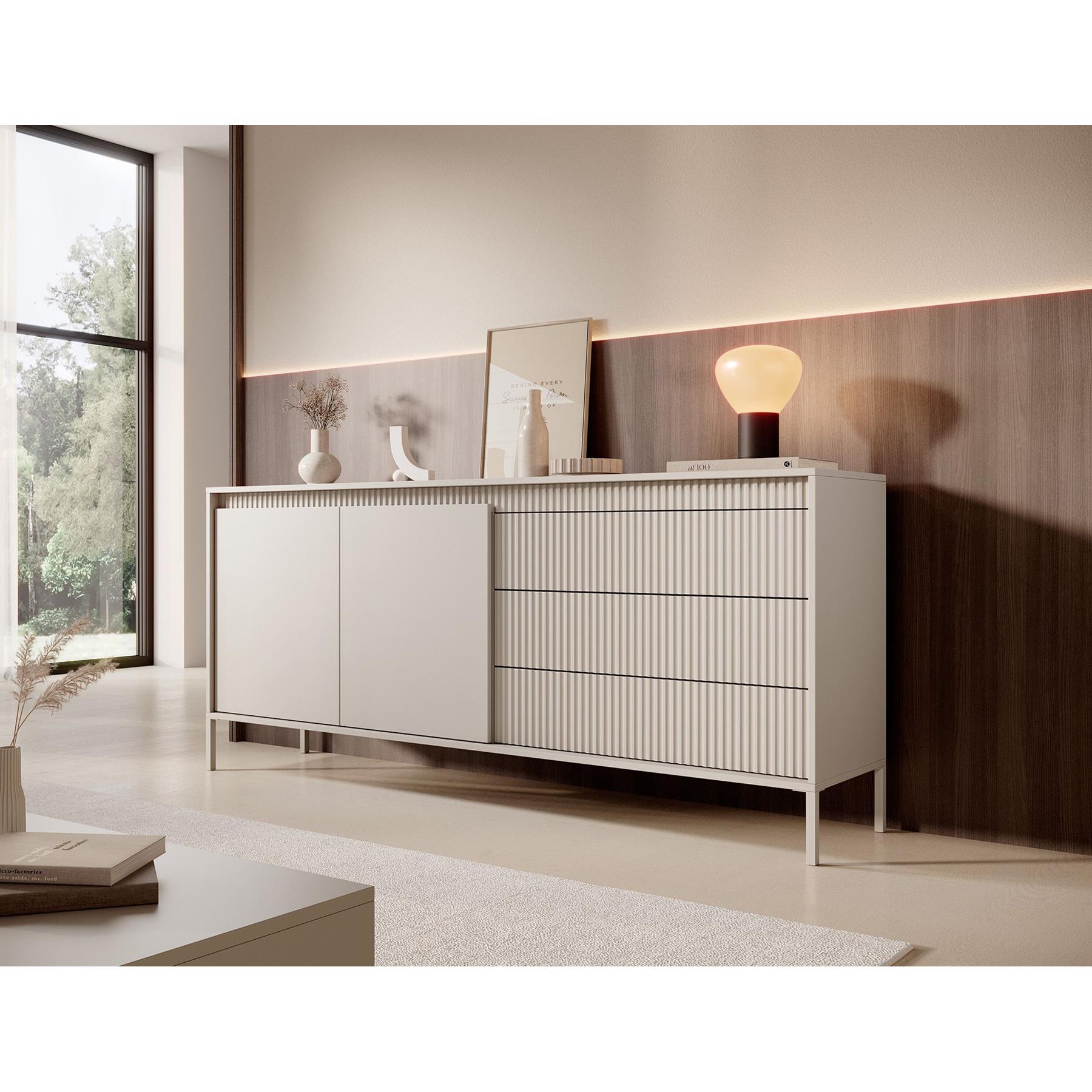 Meubella Dressoir Saran - Beige - 187 cm